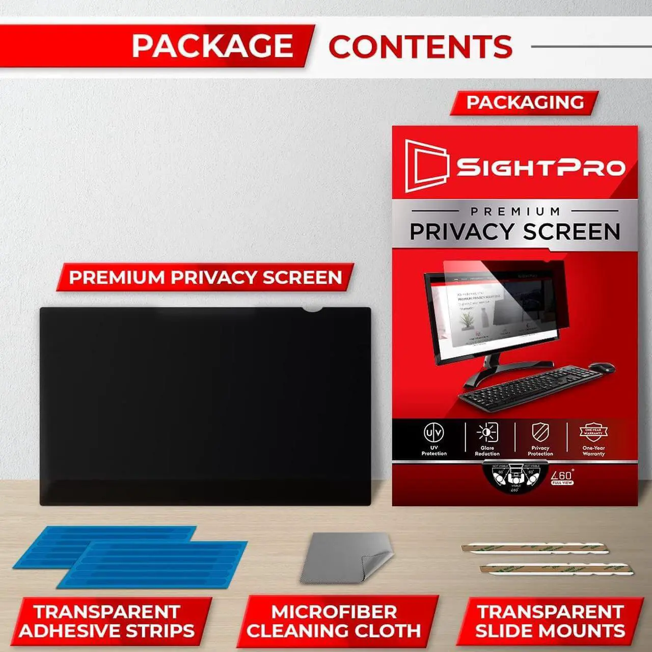 Alt view image 4 of 7 - 23.8 Inch Computer Privacy Screen Filter for 16:9 Widescreen Monitor - Privacy Shield and Anti-Glare Protector