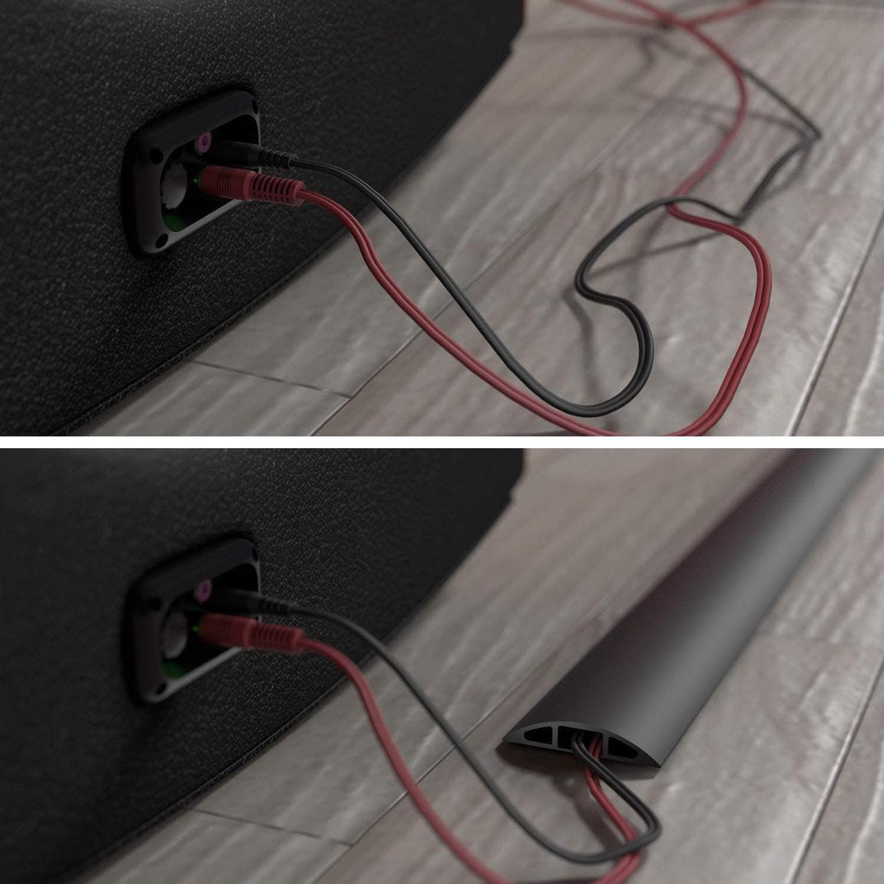 Alt view image 6 of 7 - 30ft Floor Cord Cover, Floor Cable Protector, Extension Cord Cover, Protect Wires & Prevent Cable Trips, Cable Management Solution - Cord Cavity = 0.63" (W) x 0.31" (H) - Black