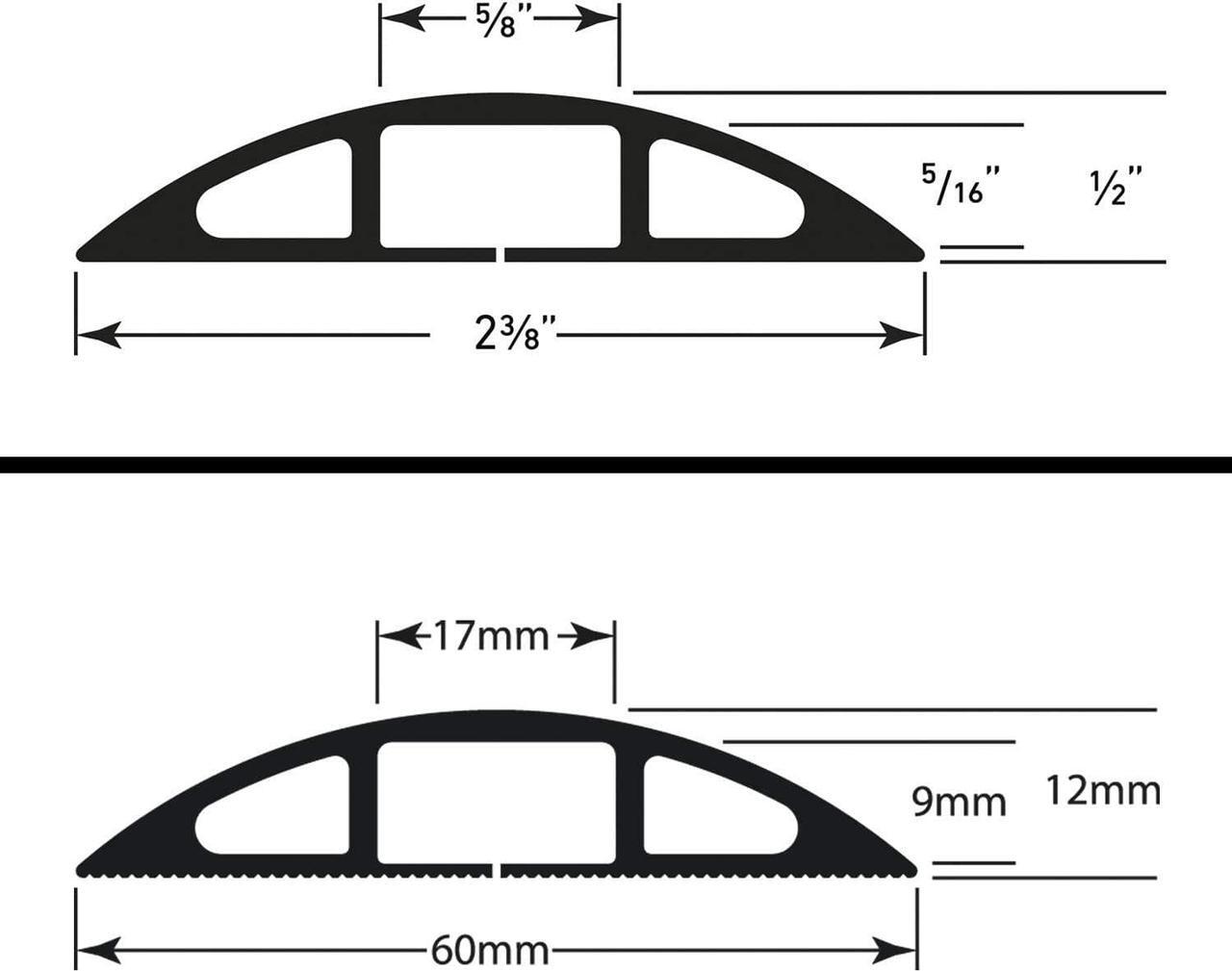 Alt view image 7 of 7 - 30ft Floor Cord Cover, Floor Cable Protector, Extension Cord Cover, Protect Wires & Prevent Cable Trips, Cable Management Solution - Cord Cavity = 0.63" (W) x 0.31" (H) - Black