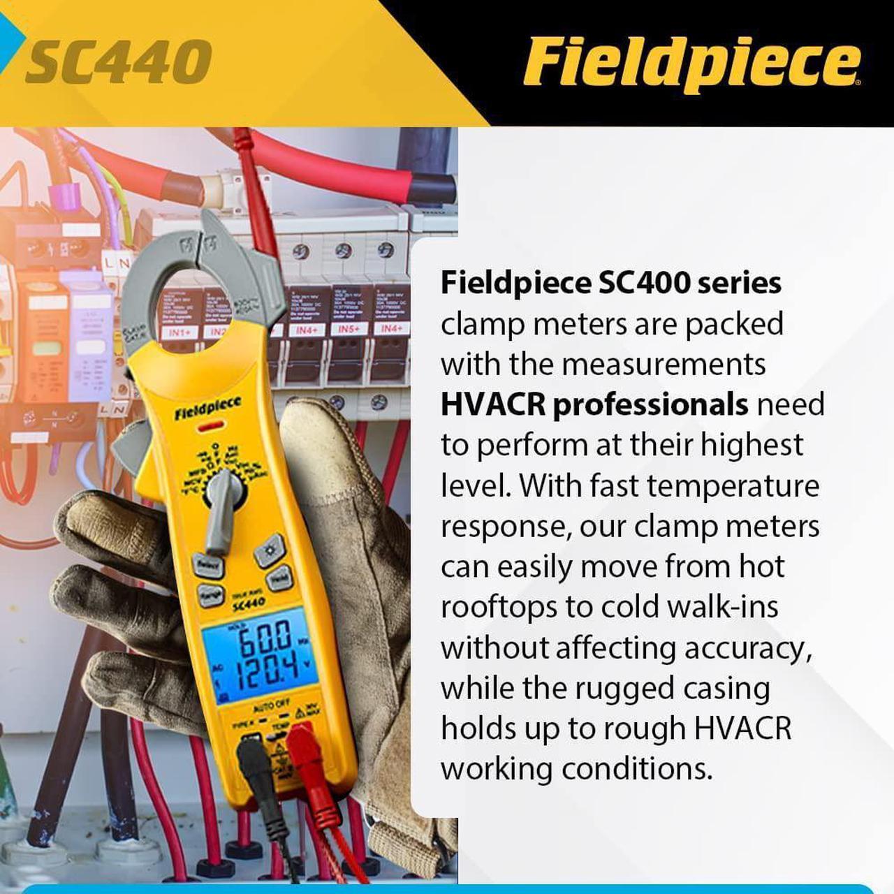 Alt view image 4 of 6 - Fieldpiece SC440 True RMS Clamp Meter with Temperature, Inrush Current, Capacitance and Backlight