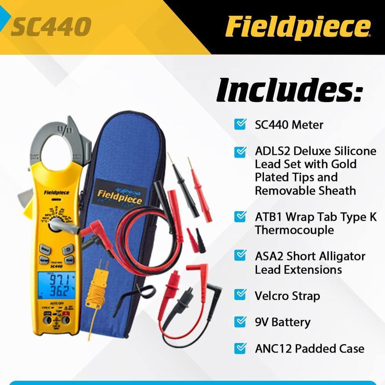 Alt view image 5 of 6 - Fieldpiece SC440 True RMS Clamp Meter with Temperature, Inrush Current, Capacitance and Backlight