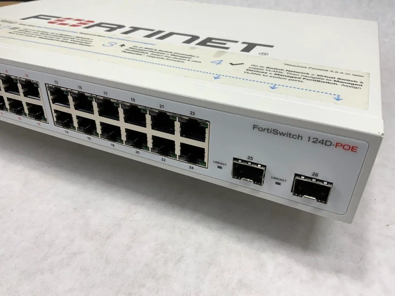 Alt view image 2 of 3 - Fortinet 24-Port GbE (12-Port PoE) & 2-Port SFP Secure Access Switch FS-124D-PoE