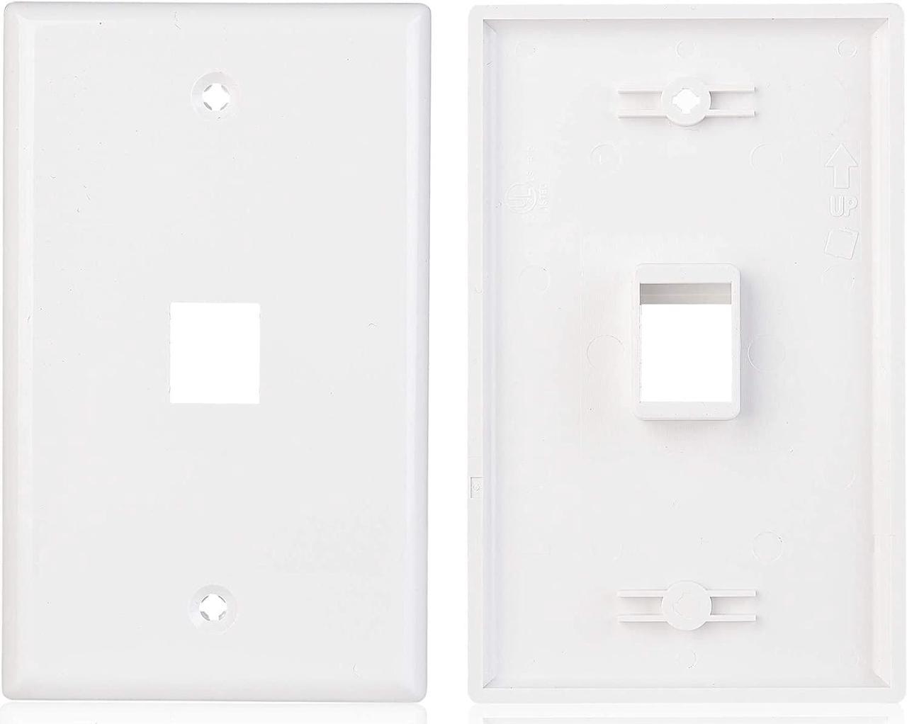 Alt view image 3 of 4 - Cable Matters 2-Pack 1-Port Ethernet Wall Plate, Cat6 Wall Plate / Cat5 Ethernet Wall Outlet in White with White Ethernet Keystone Jack