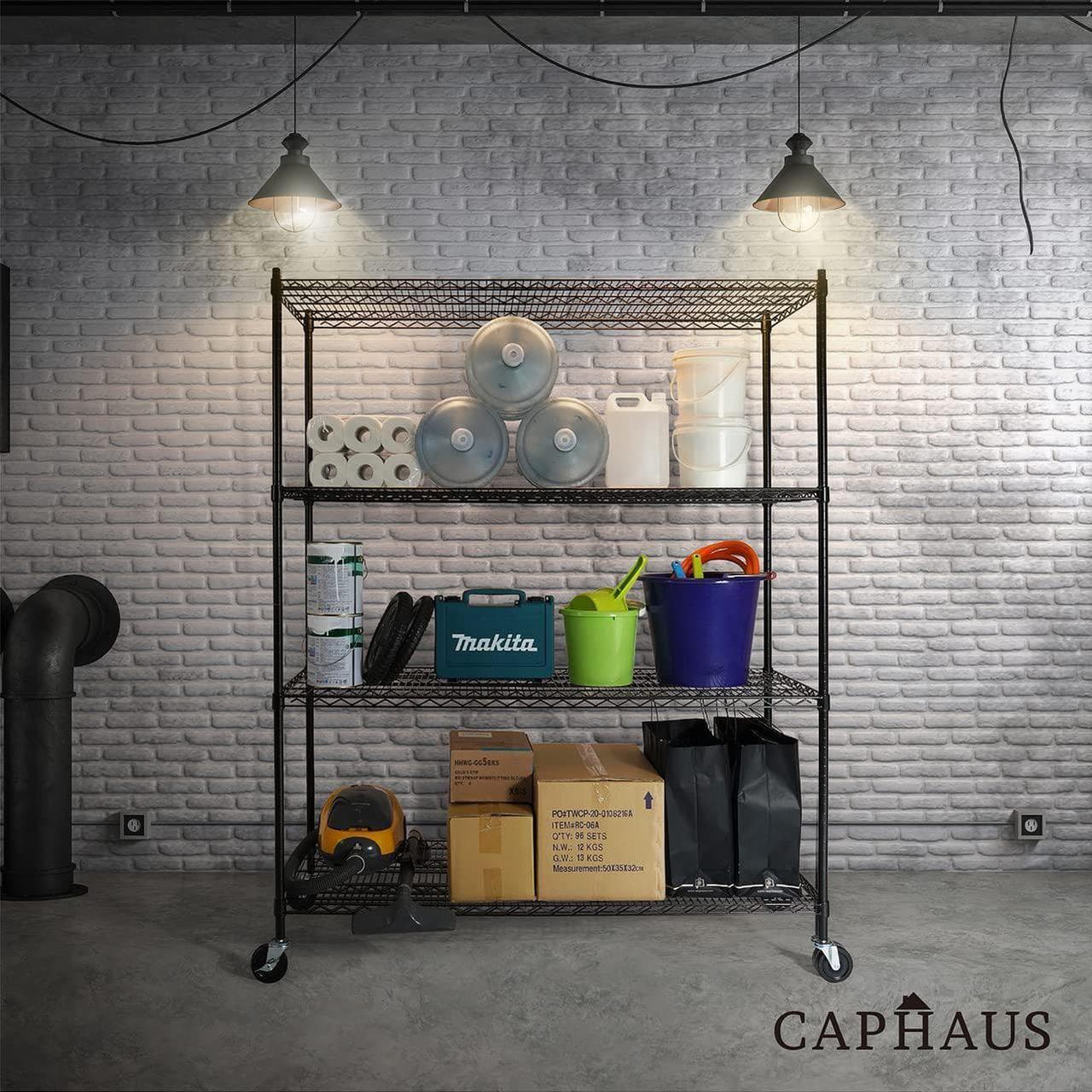 Alt view image 2 of 7 - 4-Tier Commercial Grade Heavy Duty Adjustable Height Wire Shelving w/Wheels & Leveling Feet, Storage Metal Steel Shelf, Garage Shelving Storage, Utility Wire Rack Storage Shelving Unit, 60" W