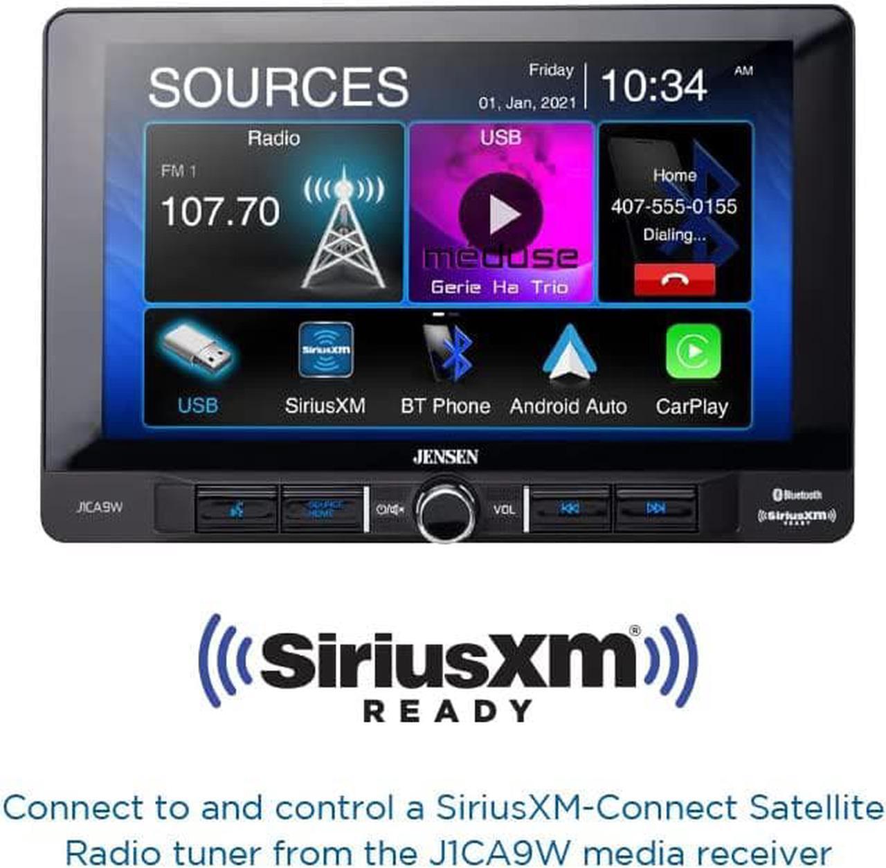 Alt view image 5 of 6 - JENSEN 9-inch Touch Screen Single DIN Car Stereo Media Receiver, Wireless and Wired Apple CarPlay & Android Auto, Built-in Bluetooth, Backup Camera Input, USB Playback & Charge, Sirius XM Ready