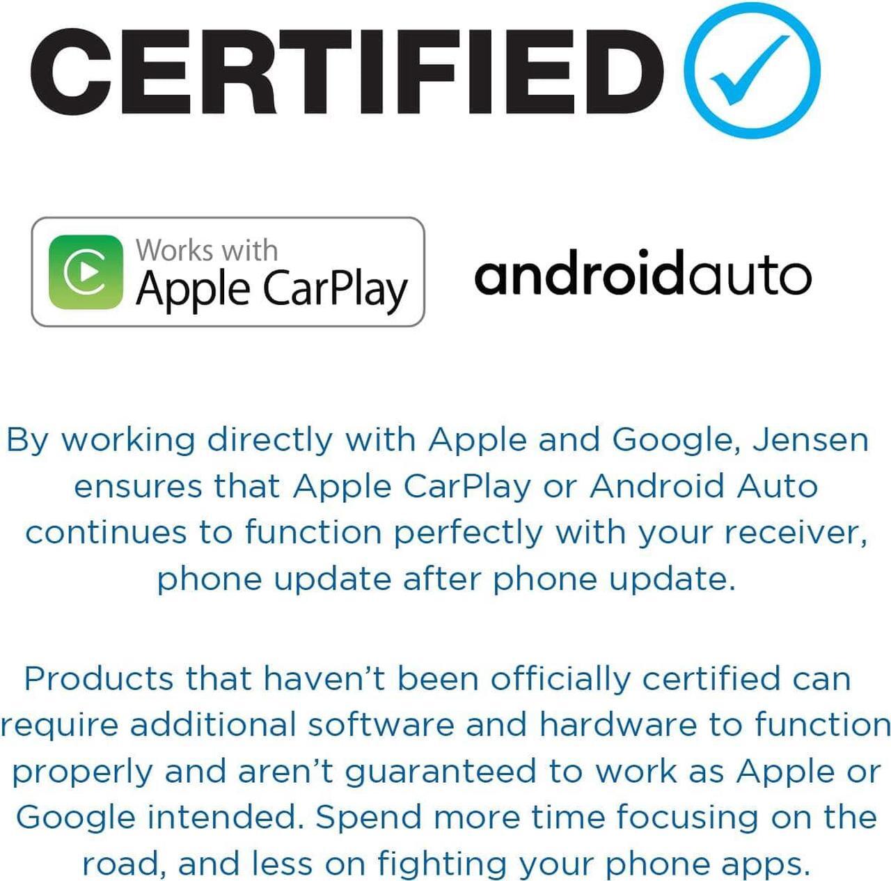 Alt view image 2 of 6 - JENSEN 9-inch Touch Screen Single DIN Car Stereo Media Receiver, Wireless and Wired Apple CarPlay & Android Auto, Built-in Bluetooth, Backup Camera Input, USB Playback & Charge, Sirius XM Ready