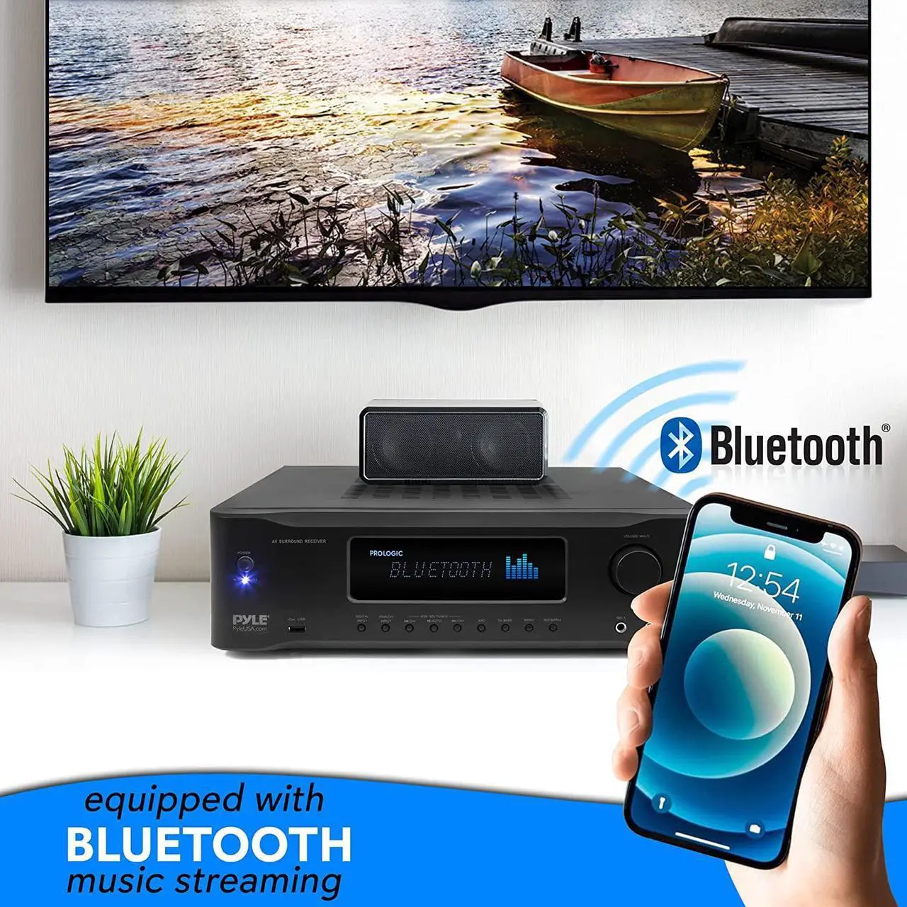 Alt view image 5 of 7 - Pyle 5.2-Channel Hi-Fi Bluetooth Stereo Amplifier - 1000 Watt AV Home Speaker Subwoofer Sound Receiver w/Radio, USB, RCA, HDMI, MIC in, Wireless Streaming, Supports 4K UHD TV, 3D, Blu-Ray