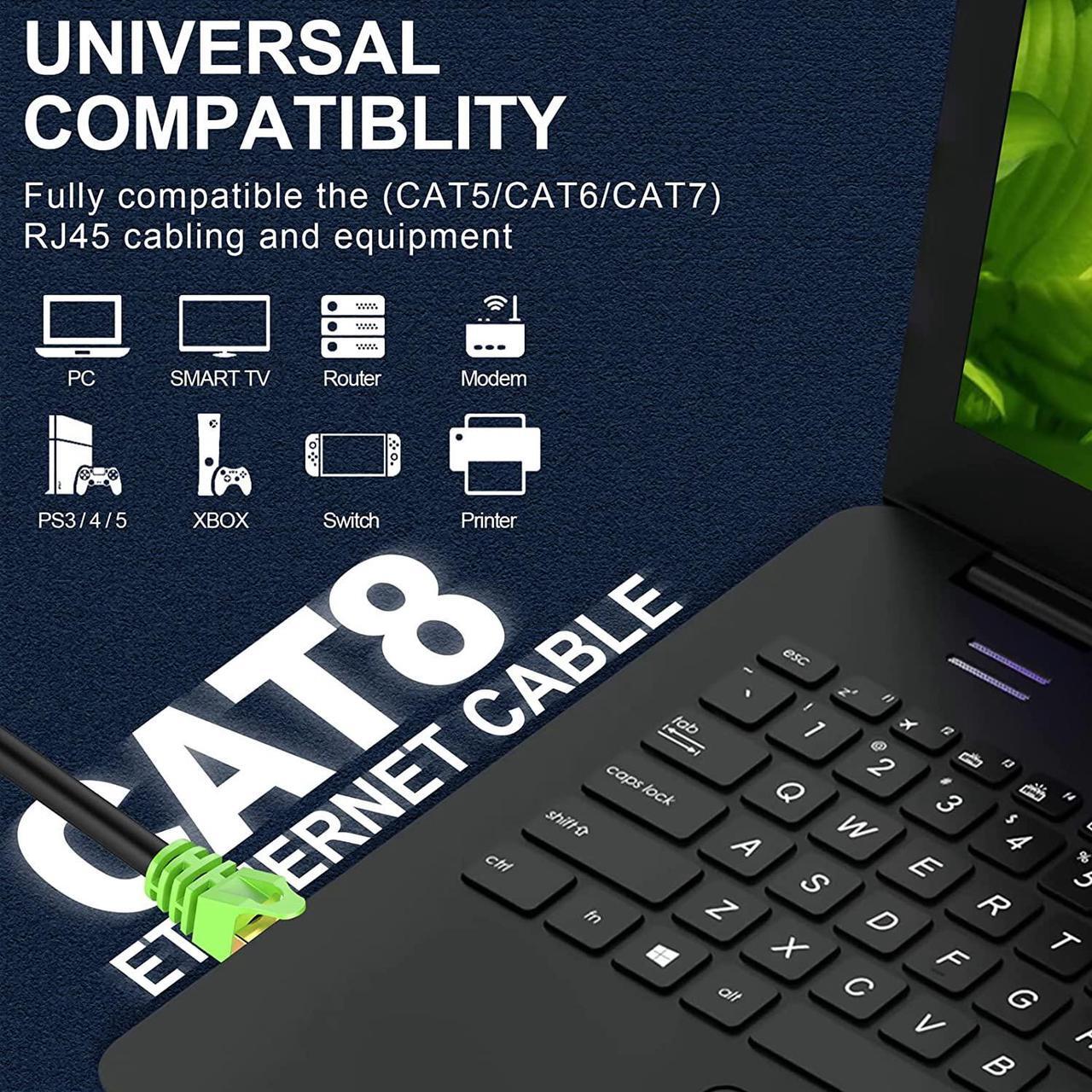 Alt view image 6 of 7 - Cat8 Ethernet Cable 100Ft S/FTP Outdoor&Indoor Heavy Duty High Speed Cat8 LAN Network Cable 40Gbps 2000Mhz with Gold Plated RJ45 Connector Weatherproof Resistant for PC