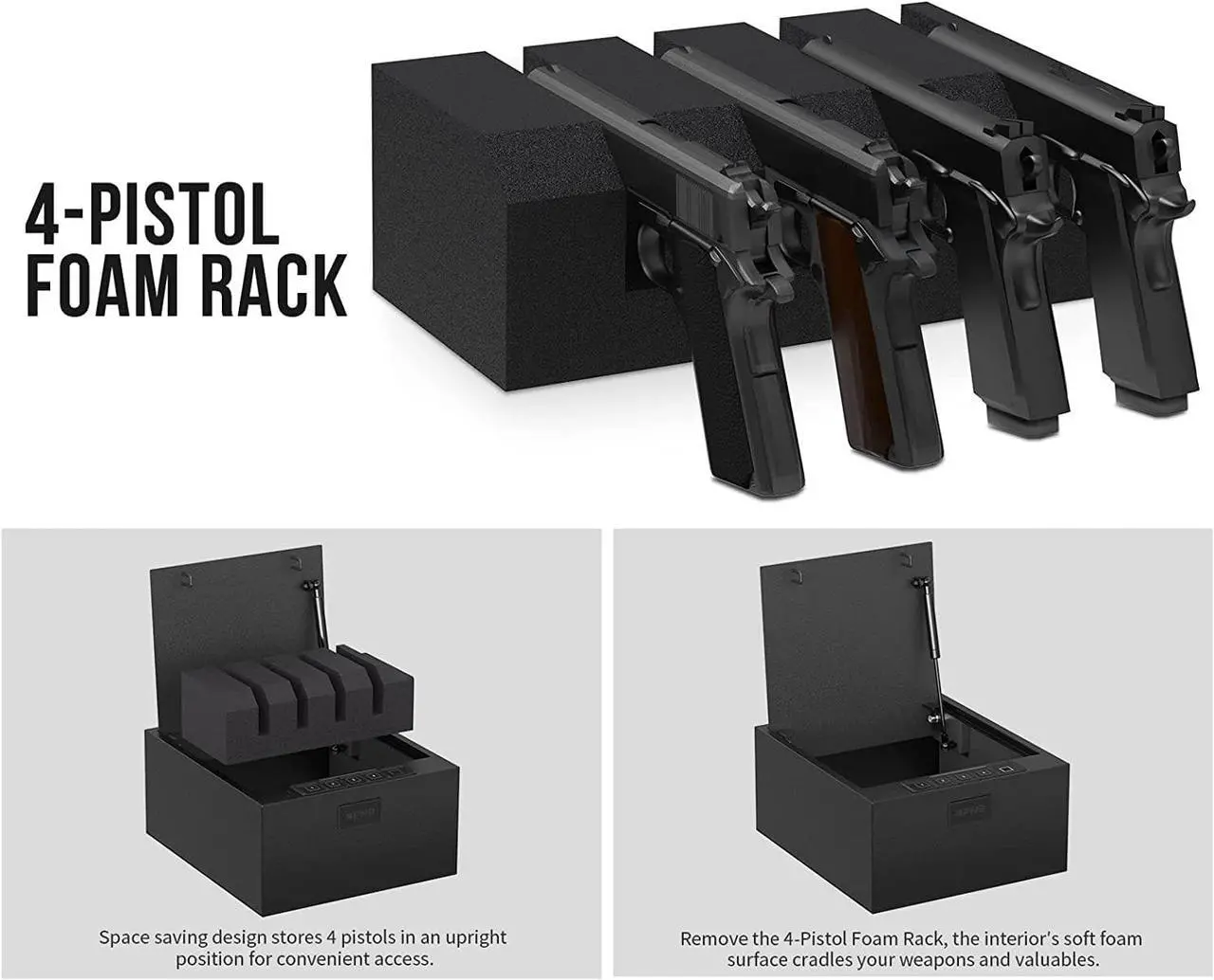 Alt view image 6 of 7 - Gun Safe,4-Pistol Multifunction Gun Safe,California DOJ Certified,Quick-Access Firearm Safety Device with Digital Key Pad & Biometric Fingerprint