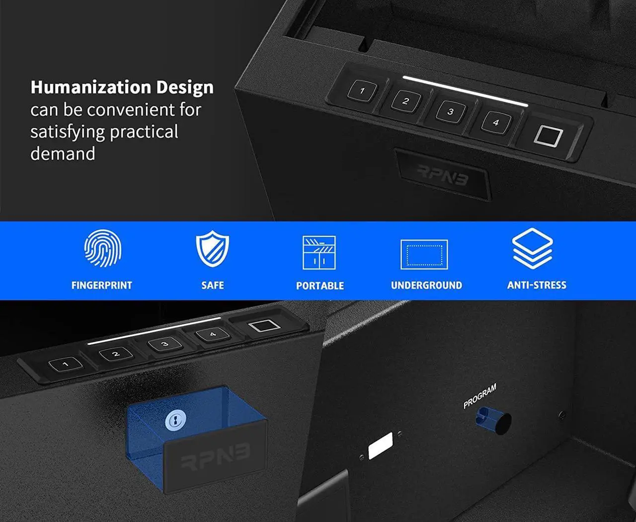 Alt view image 5 of 7 - Gun Safe,4-Pistol Multifunction Gun Safe,California DOJ Certified,Quick-Access Firearm Safety Device with Digital Key Pad & Biometric Fingerprint