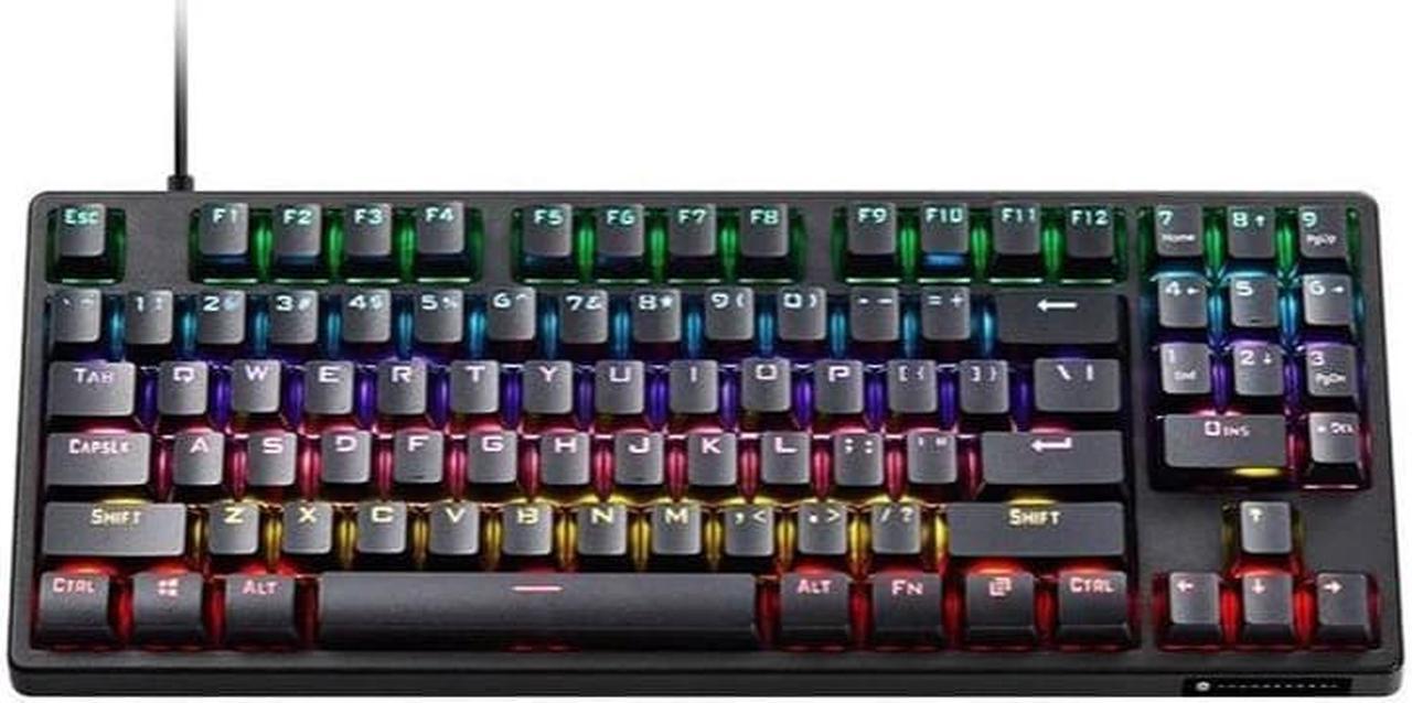 Gaming Mechanical Keyboard , 89 Key Wired Mixed Light L-type Backlit RGB Lights , Red Switch (Black)