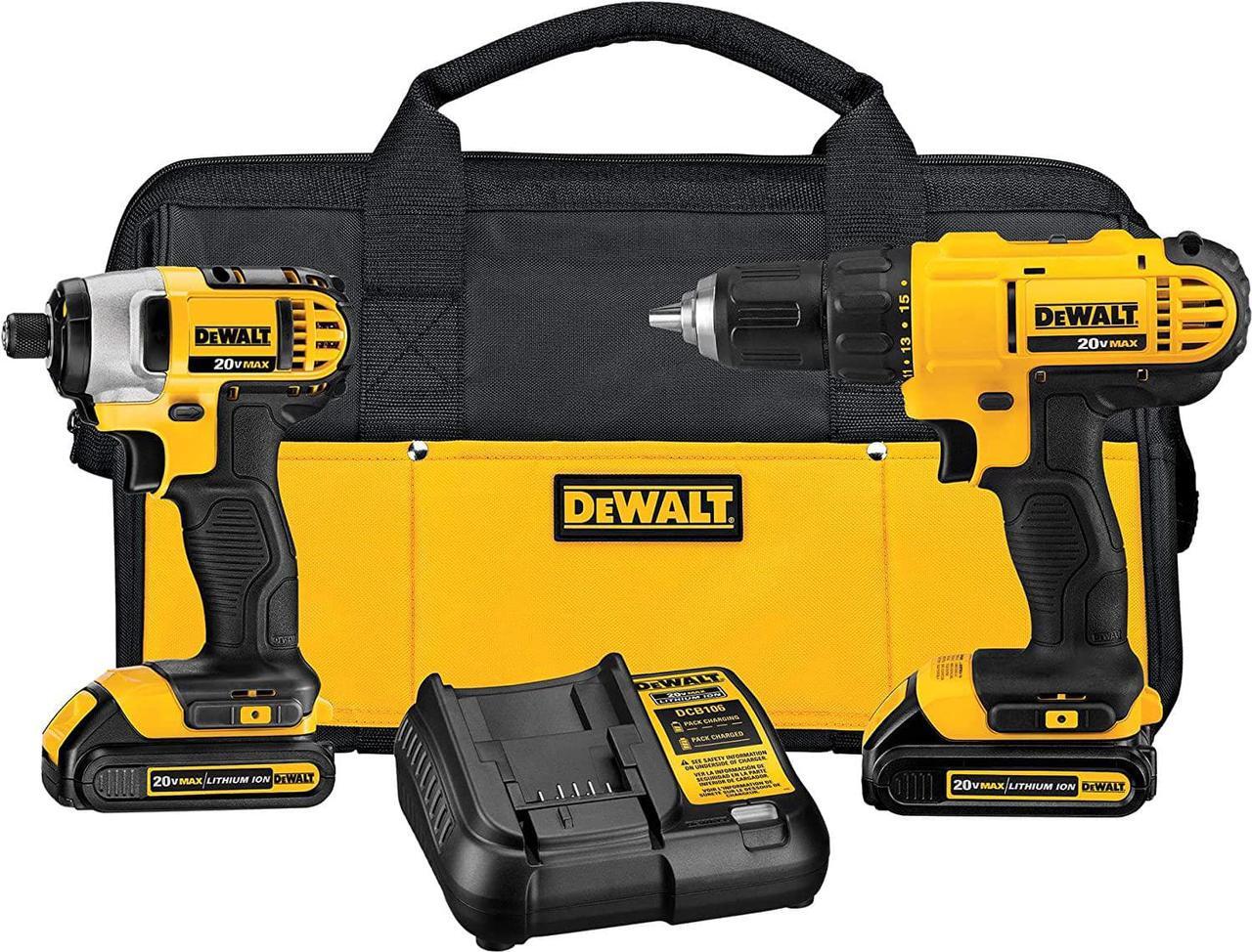 Main image of DEWALT 20V MAX Cordless Drill and Impact Driver, Power Tool Combo Kit with 2 Batteries and Charger
