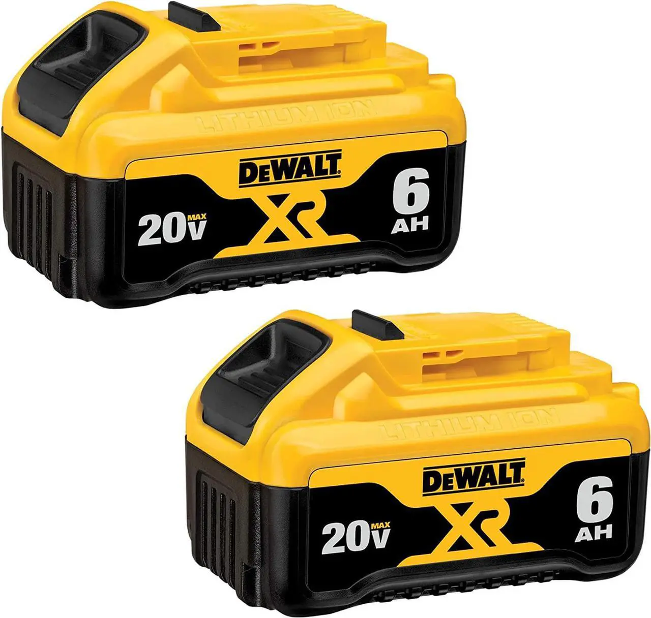 Main image of DEWALT 20V MAX Battery, 6 Ah, 2-Pack, Fully Charged in Under 90 Minutes