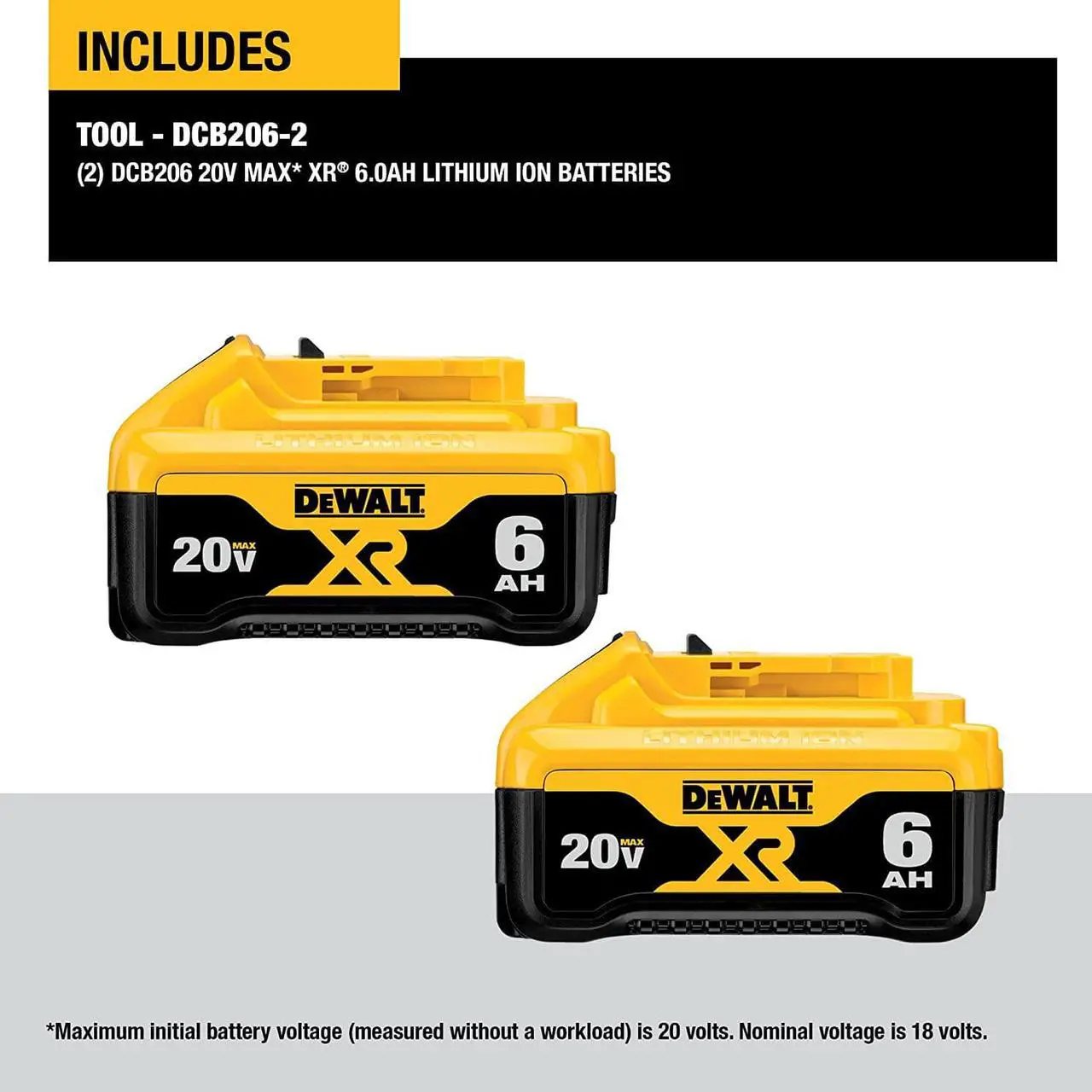 Alt view image 2 of 7 - DEWALT 20V MAX Battery, 6 Ah, 2-Pack, Fully Charged in Under 90 Minutes