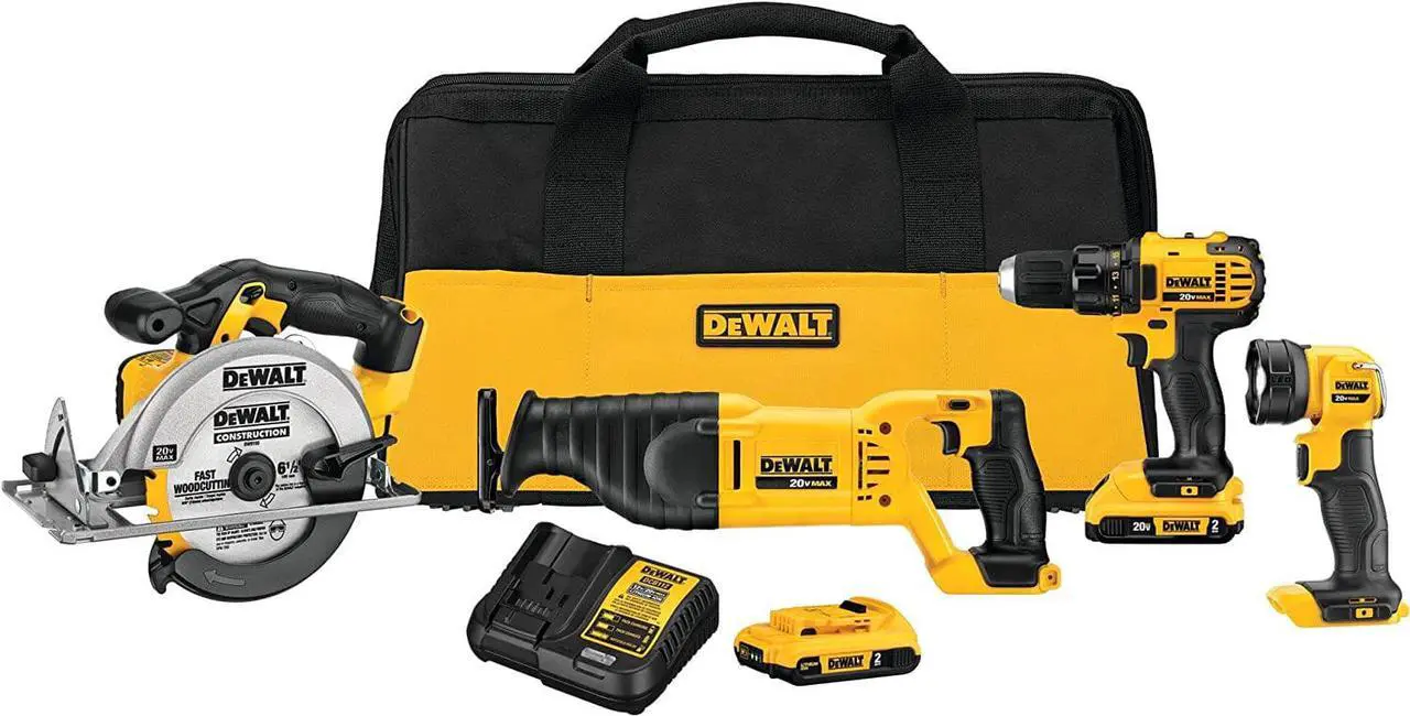 Main image of DEWALT 20V MAX Power Tool Combo Kit, 4-Tool Cordless Power Tool Set with 2 Batteries and Charger