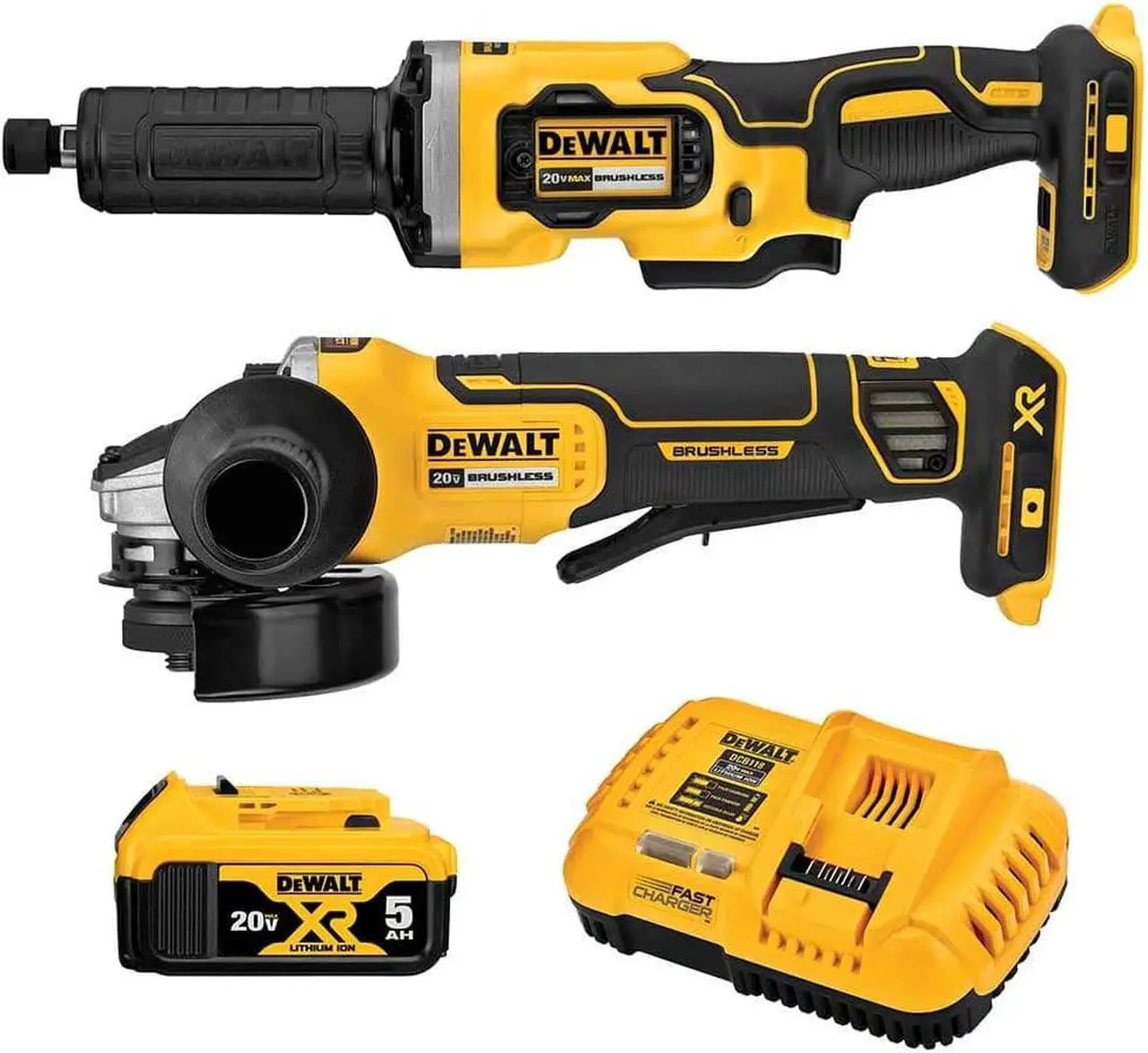 Main image of DEWALT 20V MAX Angle Grinder and Die Grinder, Cordless 2-Tool Set with Battery and Charger