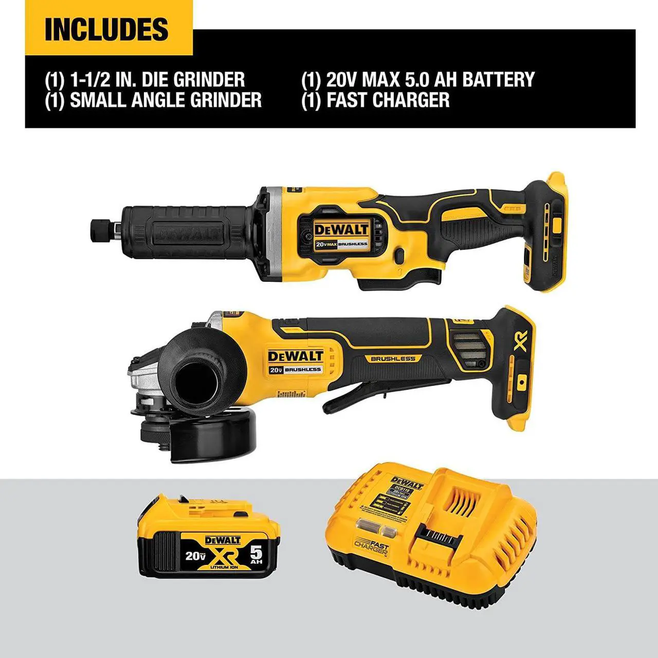 Alt view image 5 of 6 - DEWALT 20V MAX Angle Grinder and Die Grinder, Cordless 2-Tool Set with Battery and Charger