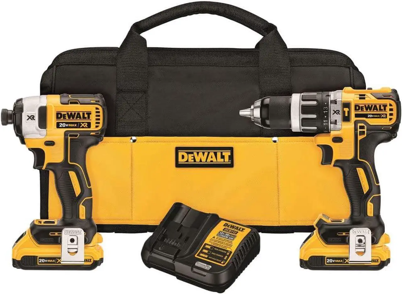 Main image of DEWALT 20V MAX XR Brushless Impact Driver and Hammer Drill Combo Kit , Compact 2.0Ah