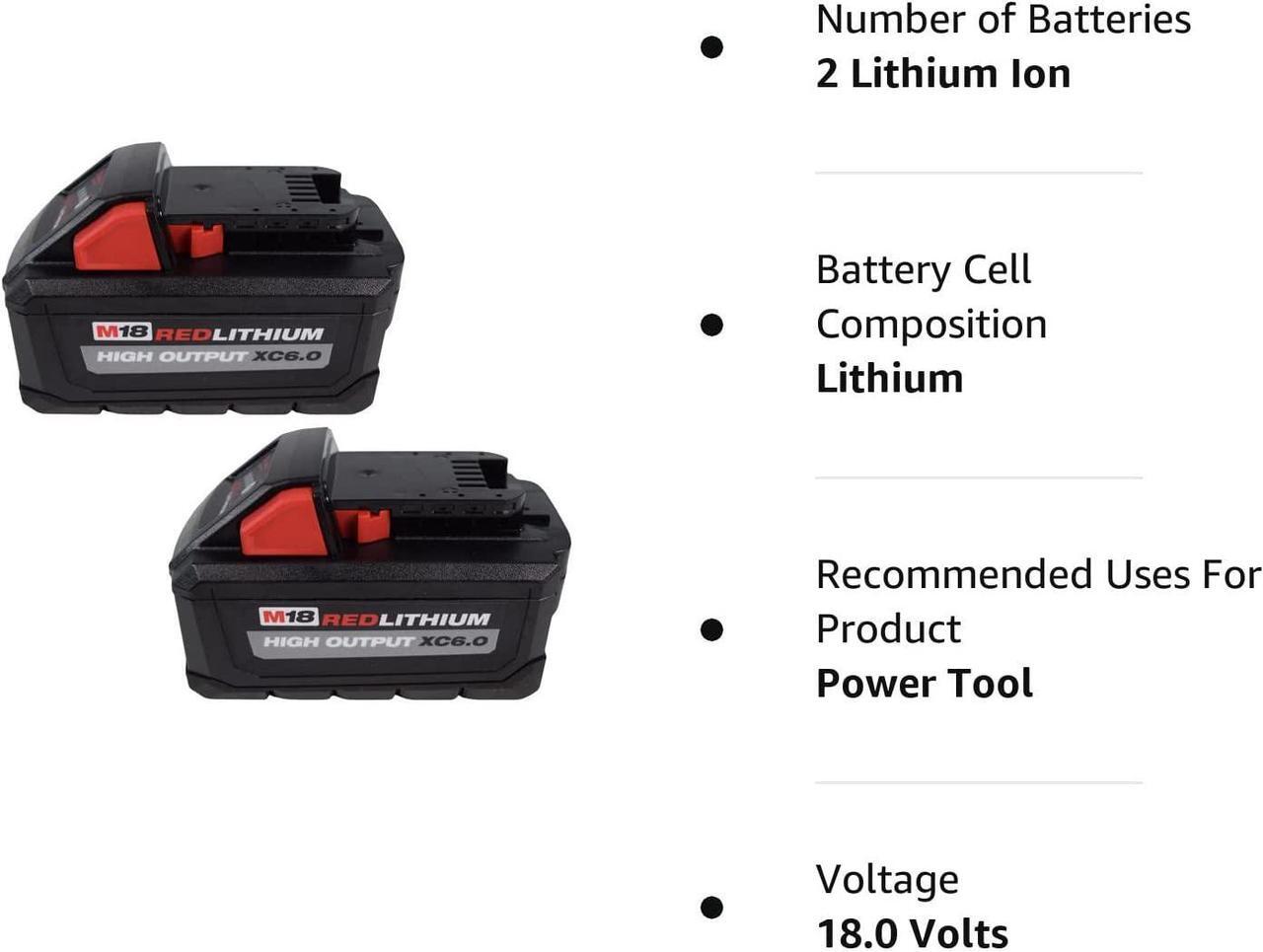 Alt view image 4 of 4 - Milwaukee 48-11-1862 M18 Lithium-Ion High Output 6.0Ah Battery Pack (2-Pack)
