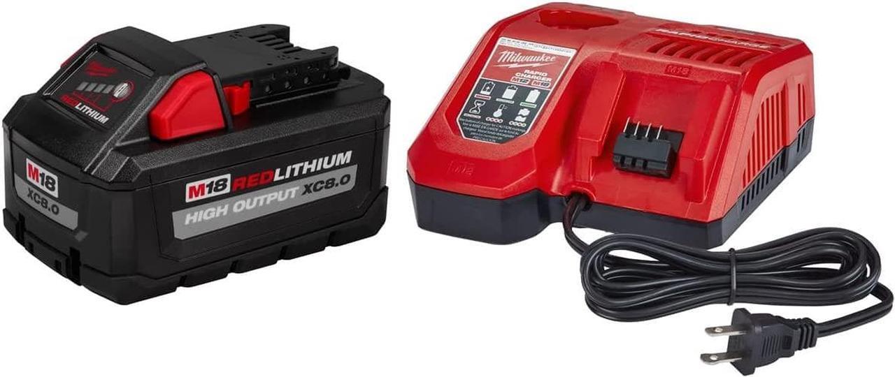Main image of Milwaukee 48-59-1880 M18 REDLITHIUM HIGH OUTPUT XC 8 Ah Lithium-Ion Battery and M18 /M12 Charger Kit