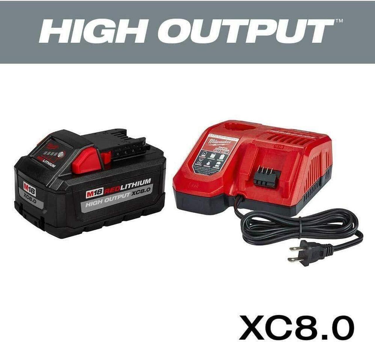 Alt view image 2 of 4 - Milwaukee 48-59-1880 M18 REDLITHIUM HIGH OUTPUT XC 8 Ah Lithium-Ion Battery and M18 /M12 Charger Kit