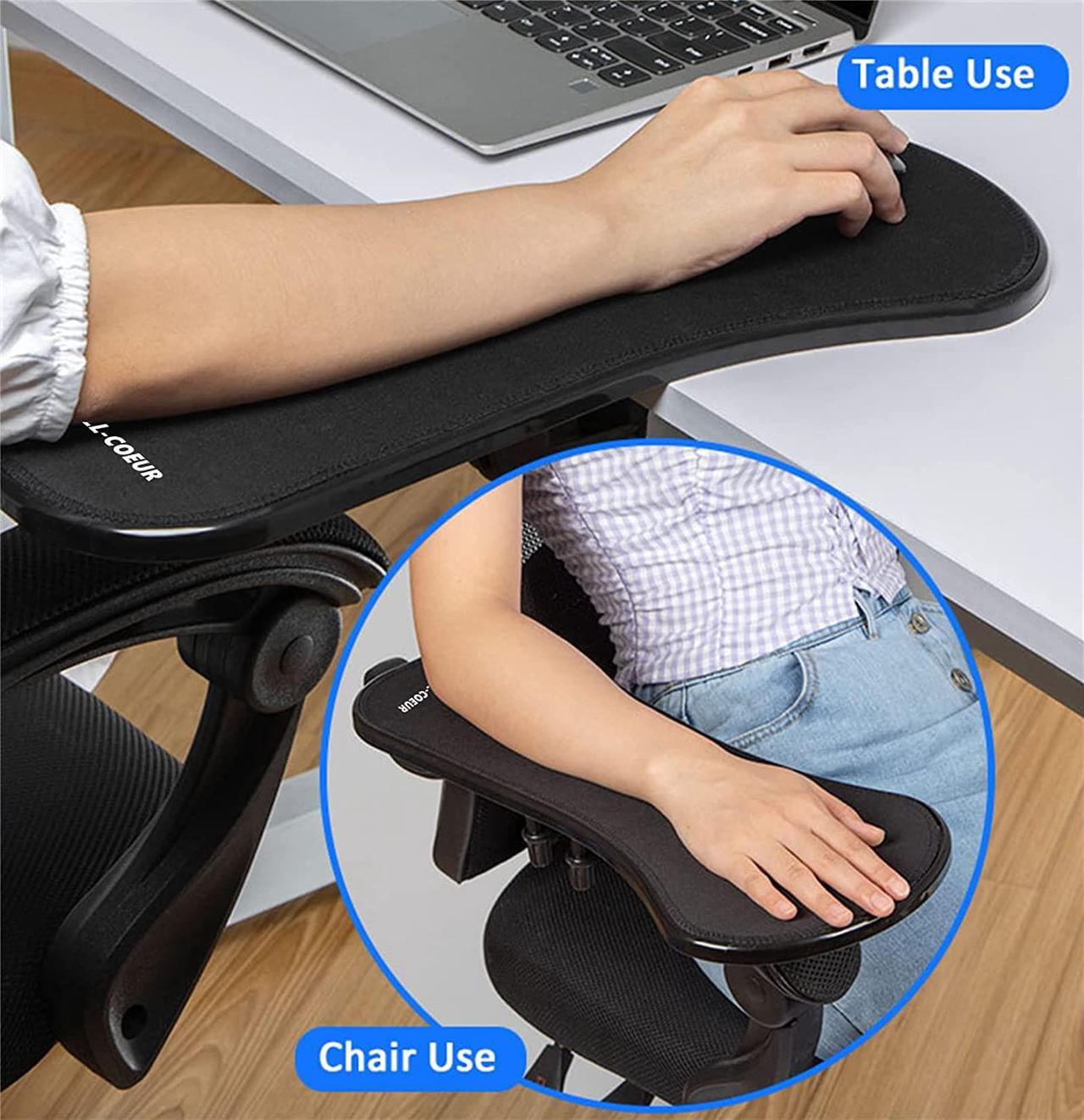 Alt view image 2 of 5 - Ergonomic Armrest Mouse Pad Holder Adjustable Computer Desk Extender Arm Wrist Rest Support for Table and Chair (Black)