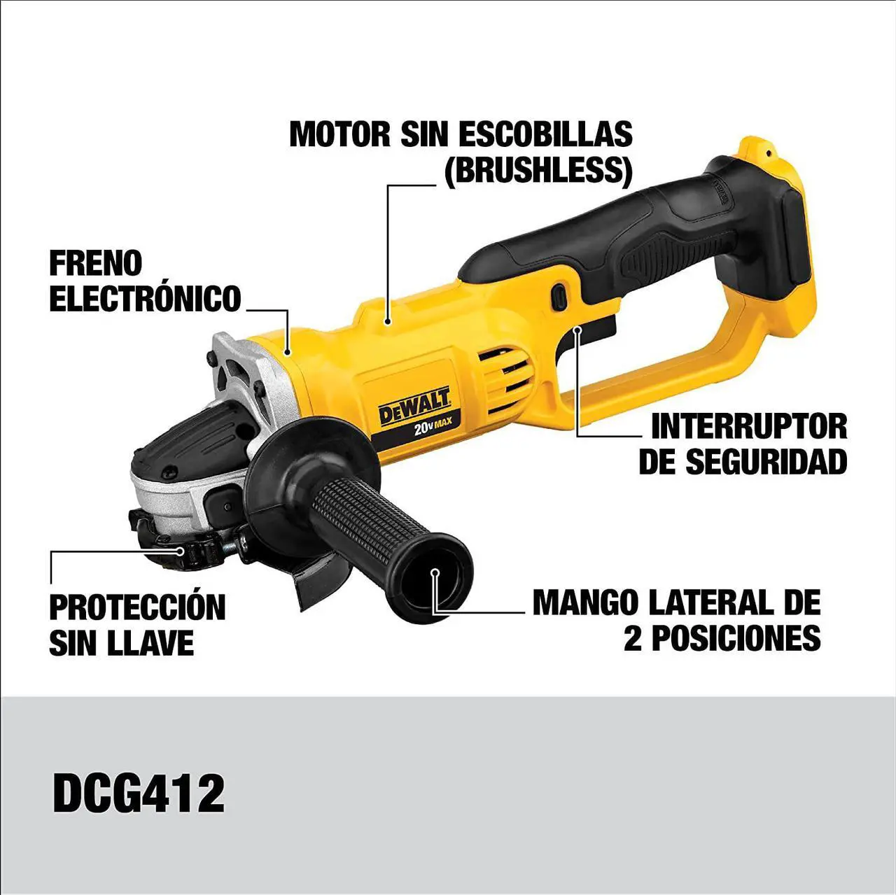 Alt view image 2 of 7 - DEWALT 20V MAX* Angle Grinder Tool Kit, 4-1/2-Inch
