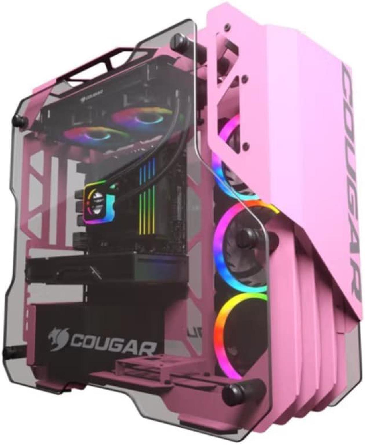 Cougar Open-Frame Computer case ATX 240mm Radiator Aluminum Alloy Glass PC Game Case - Pink