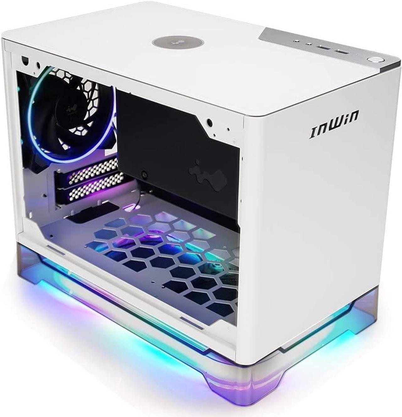 IN WIN A1 Lite White Mini-ITX Tower with Integrated ARGB Lighting with 2 complementary Sirius Loop ASL120 fans - Computer Chassis Case White