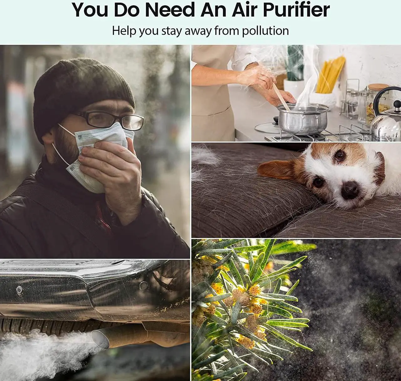 Alt view image 4 of 7 - Afloia Air Purifiers for Home Large Room Up to 1076 Ft², H13 True HEPA Air Purifiers for Bedroom 22 dB, Air Purifiers for Pets Dust Dander Mold Pollen, Odor Smoke Eliminator, Kilo White, 7 Color Light