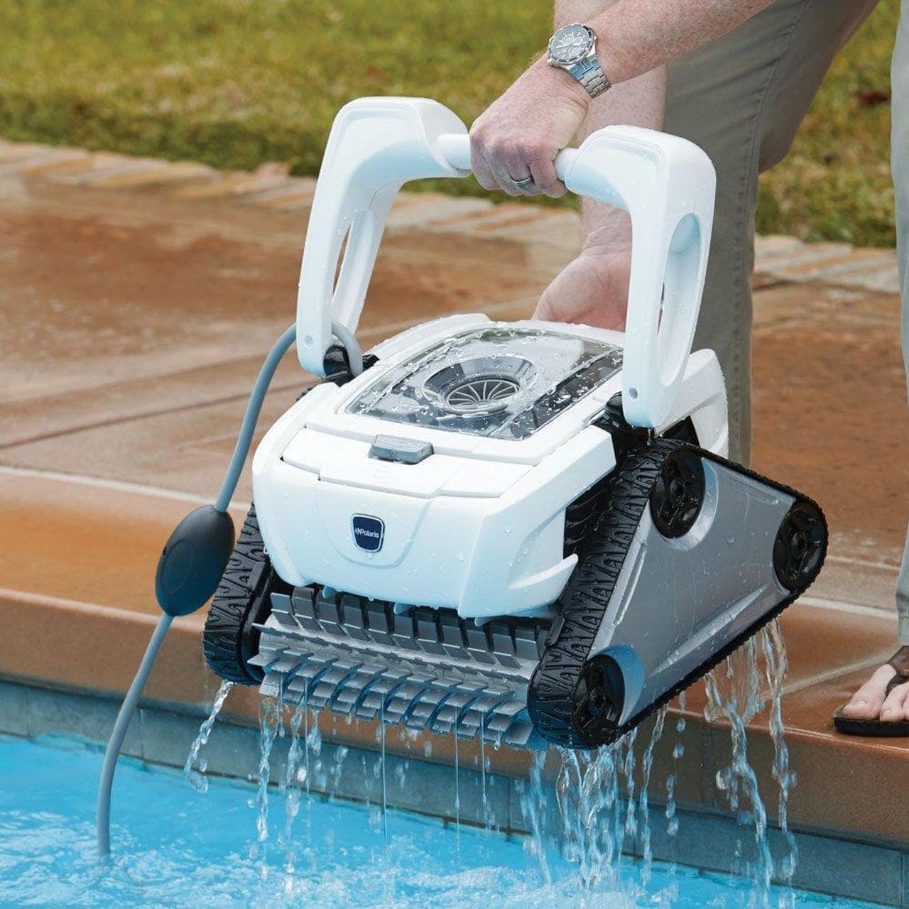 Alt view image 7 of 7 - Polaris P825 Sport Robotic Pool Cleaner, Automatic Vacuum for InGround Pools up to 40ft, Wall Climbing Vac w/ Strong Suction & Easy Access Transparent Lid