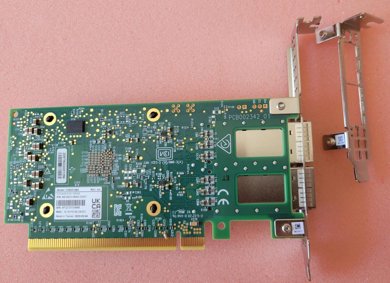 Alt view image 3 of 3 - HPE P25960-B21 DUAL PORT 100GbE CONNECTX-6 QSFP56 / MELLANOX MCX623106AS-CDAT