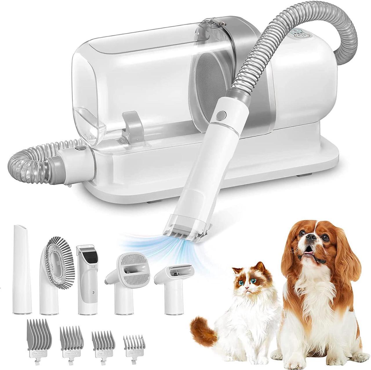 Pet Grooming Vacuum & Dog Grooming Kit with 2.3L Capacity Larger Pet Hair Dust Cup Dog Brush for Shedding Pet Hair Vacuum Cleaner with 5 Proven Grooming Tools for Pet Hair