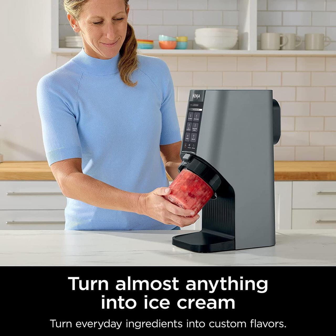 Alt view image 5 of 7 - Ninja CREAMi Breeze 7-in-1 Ice Cream & Frozen Treat Maker for Ice Cream, Milkshakes, Smoothie Bowl, Gelato, Sorbet & More, with (2) Pint Containers & Lids, Perfect for Kids, Silver Mist