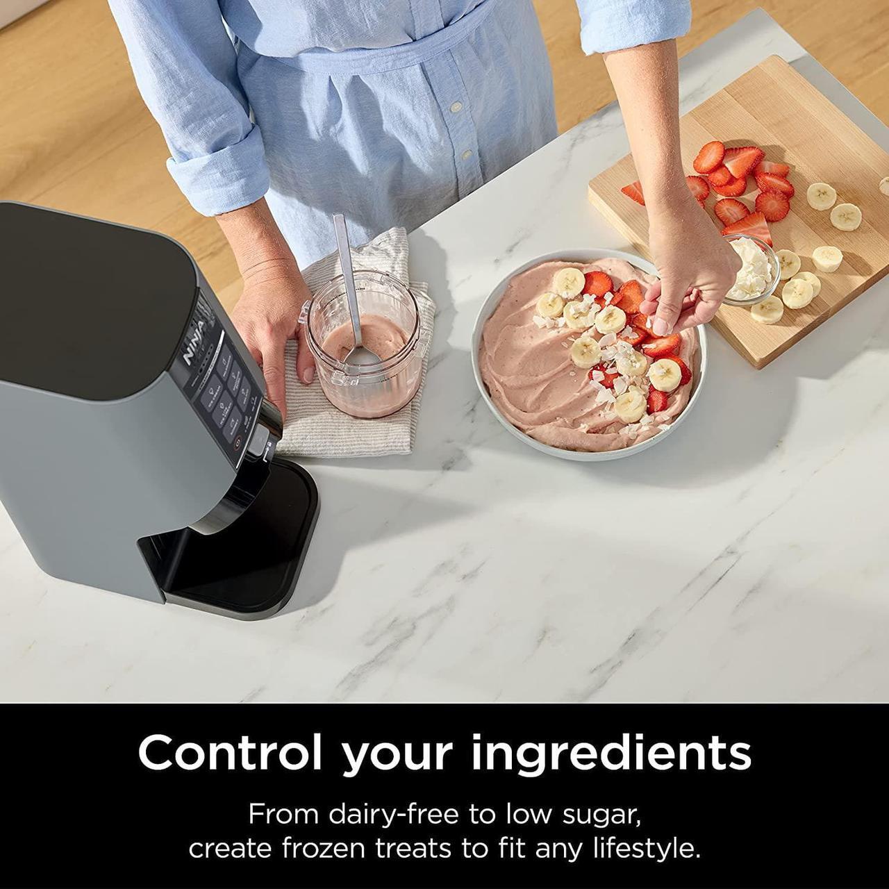 Alt view image 6 of 7 - Ninja CREAMi Breeze 7-in-1 Ice Cream & Frozen Treat Maker for Ice Cream, Milkshakes, Smoothie Bowl, Gelato, Sorbet & More, with (2) Pint Containers & Lids, Perfect for Kids, Silver Mist