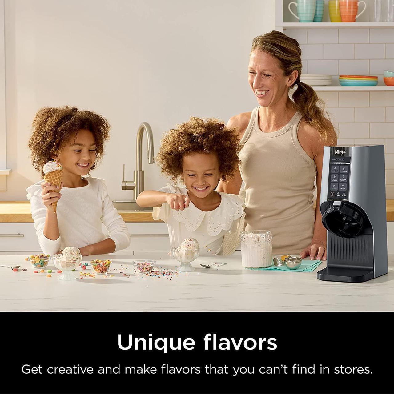 Alt view image 7 of 7 - Ninja CREAMi Breeze 7-in-1 Ice Cream & Frozen Treat Maker for Ice Cream, Milkshakes, Smoothie Bowl, Gelato, Sorbet & More, with (2) Pint Containers & Lids, Perfect for Kids, Silver Mist