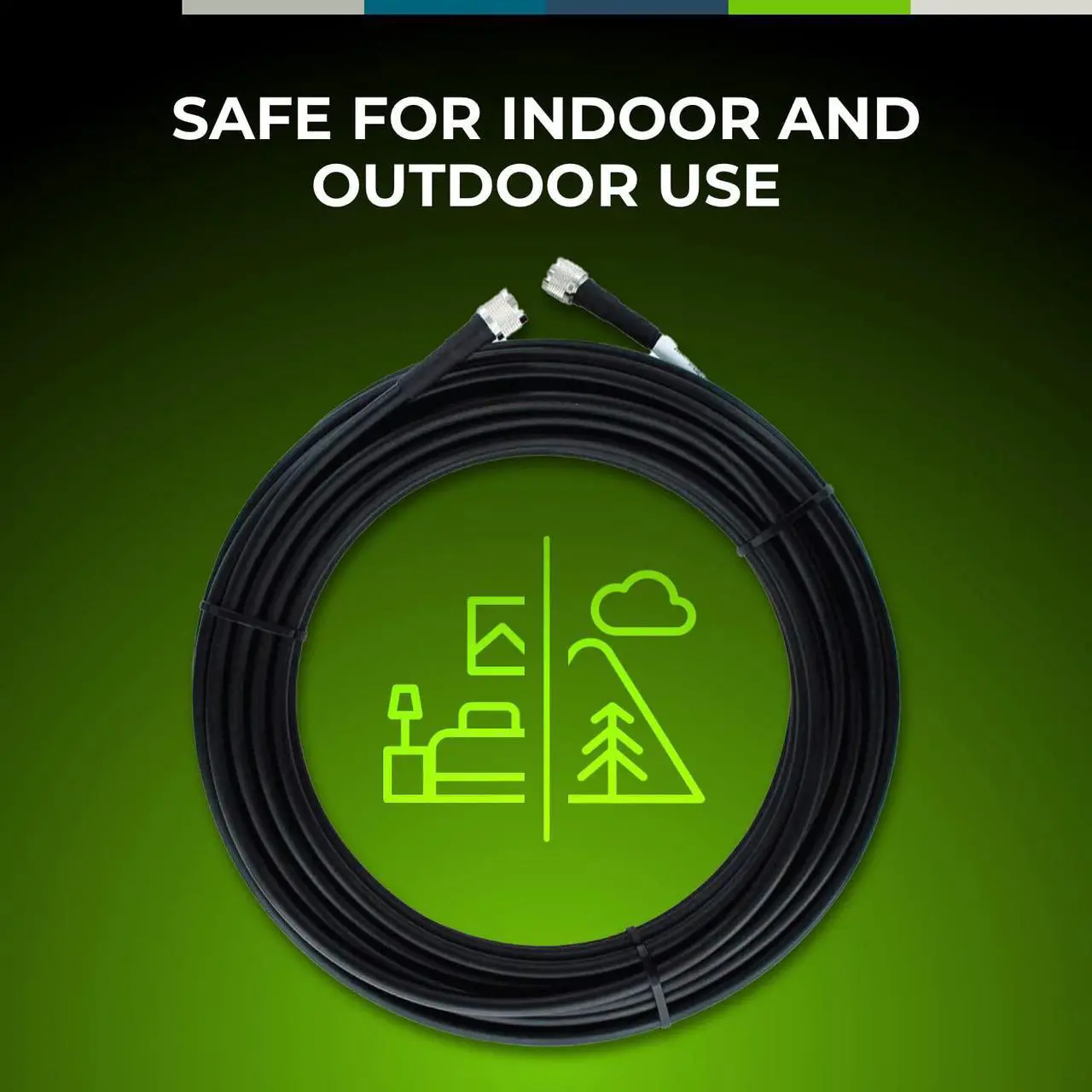 Alt view image 5 of 6 - Bolton400 -LMR400 Equivalent Coaxial Cable 100ft - Heavy Duty Ultra Low Loss Coax Cable 50ohm - N Male to N Male - 100 feet Black - for Home and Commercial Signal Booster Installation