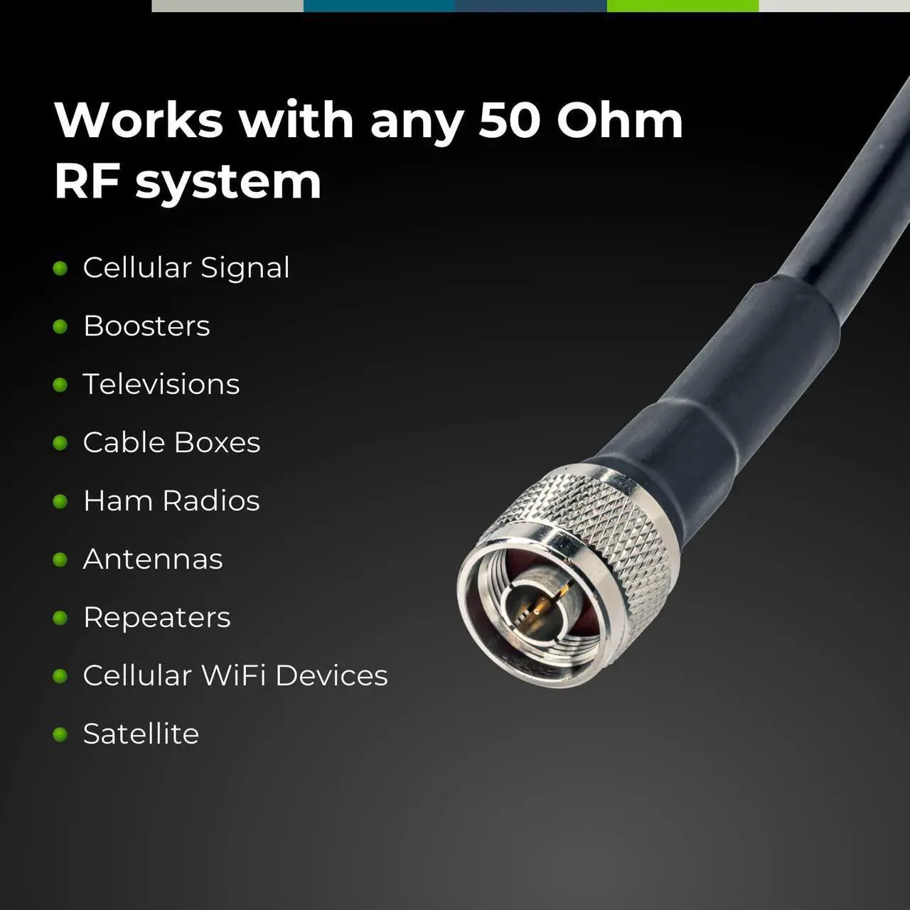 Alt view image 4 of 6 - Bolton400 -LMR400 Equivalent Coaxial Cable 100ft - Heavy Duty Ultra Low Loss Coax Cable 50ohm - N Male to N Male - 100 feet Black - for Home and Commercial Signal Booster Installation
