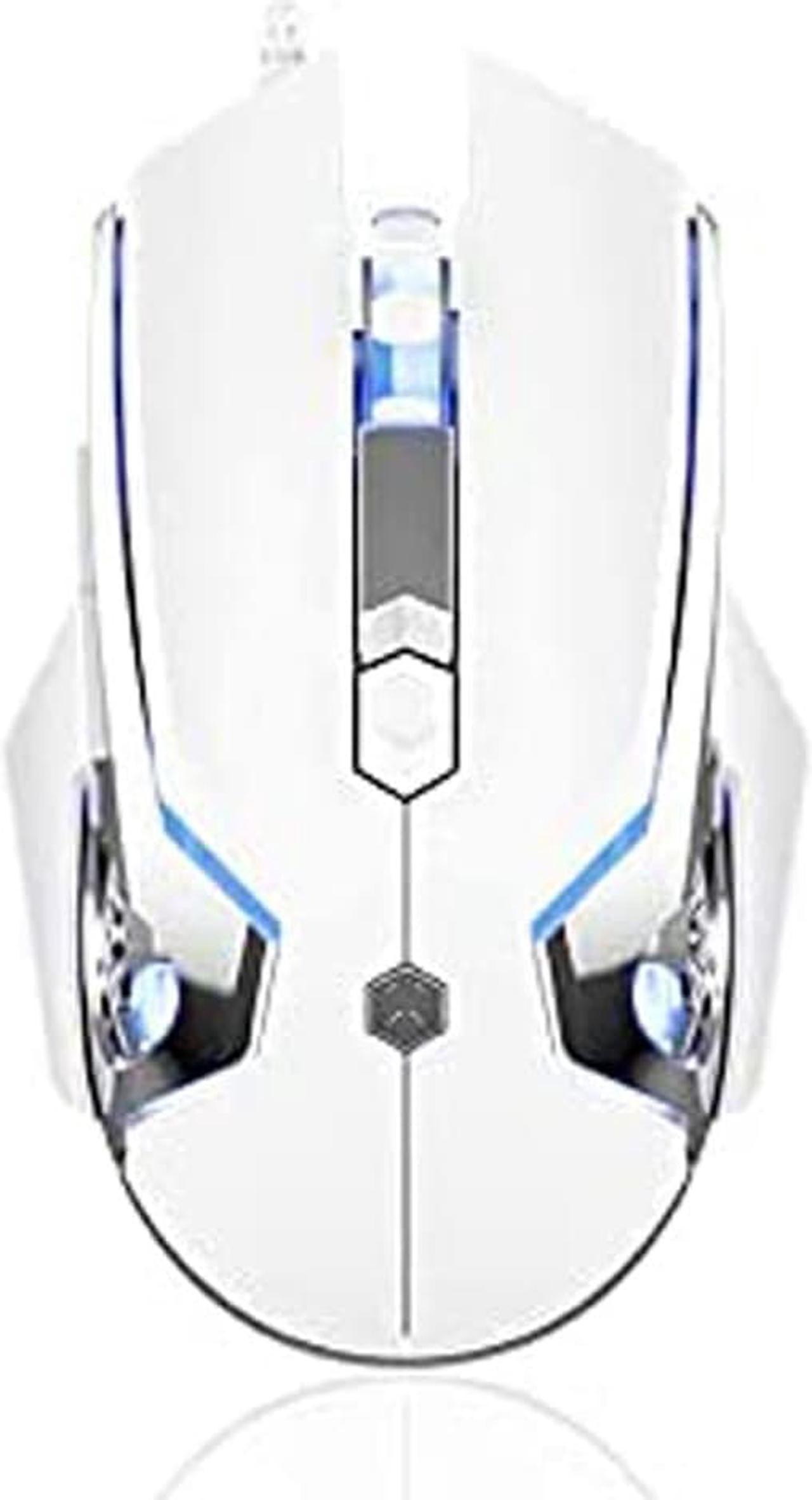 Wired Gaming Mouse, Ergonomic LED Backlit USB Gamer Mice Programmable 4 Level DPI Mouse Computer Laptop PC, for Windows Mac Linux OS, White