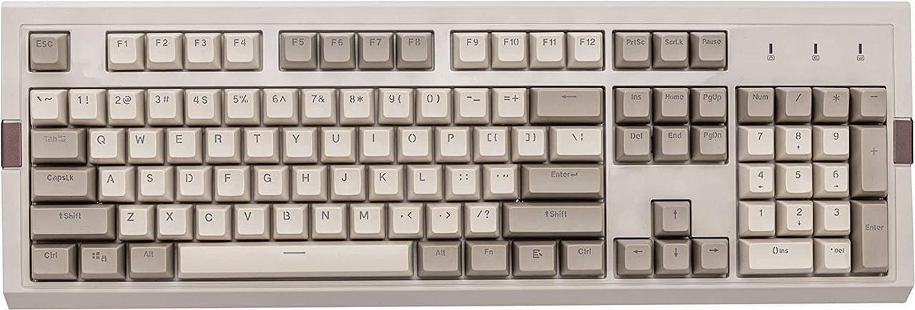 Retro Mechanical Gaming Keyboard - PBT SP Spherical Keycaps - Classic Grey-White Matching - RGB Backlight - Black Switches