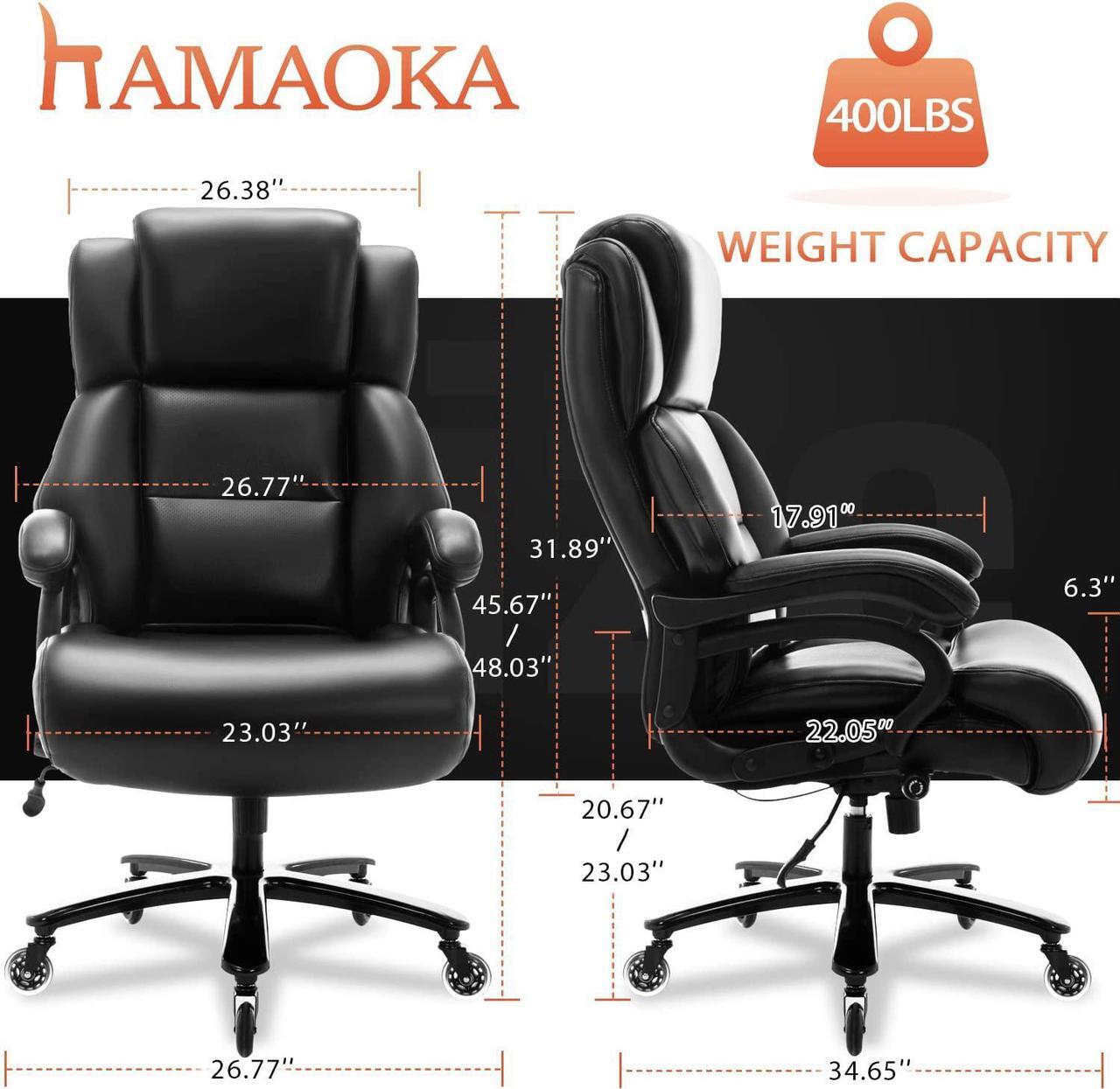Alt view image 7 of 7 - Big and Tall 400lbs Office Chair - Adjustable Lumbar Support Heavy Duty Metal Base Quiet Rubber Wheels High Back Large Executive Computer Desk Swivel Chair, Ergonomic Design for Back Pain, Black