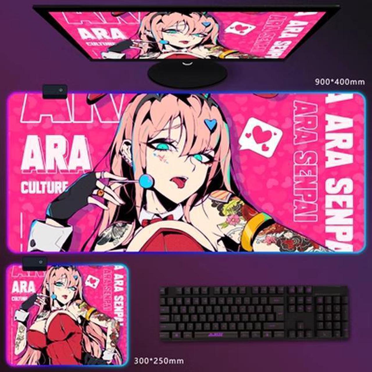 Multi Style Cartoon Cyberpunk Mech etc.. Custom Pattern RGB Gaming Mouse Pad, 14 LED LIGHTING MODES, Ultra Thick Non-Slip Ruber Base, Ultra Smooth Waterproof Surface,for Gaming, Computer & Office A26