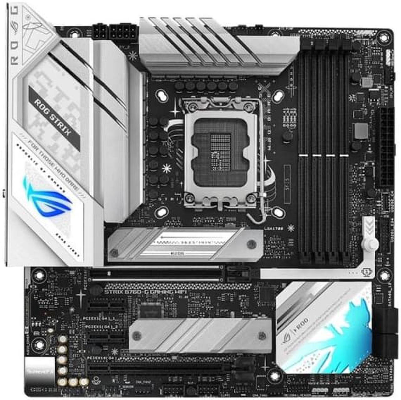 ASUS ROG STRIX B760-G GAMING WIFI DDR5 Gaming Motherboard(Intel LGA1700 mATX ,4xDDR5,1xPCIe 5.0 x16, 2xM.2, 4 xSATA, USB3.2 Gen2x2 Type-C,1xHDMI, 1xDP,WiFi 6E 2.5Gb Ethernet, Aura Sync)