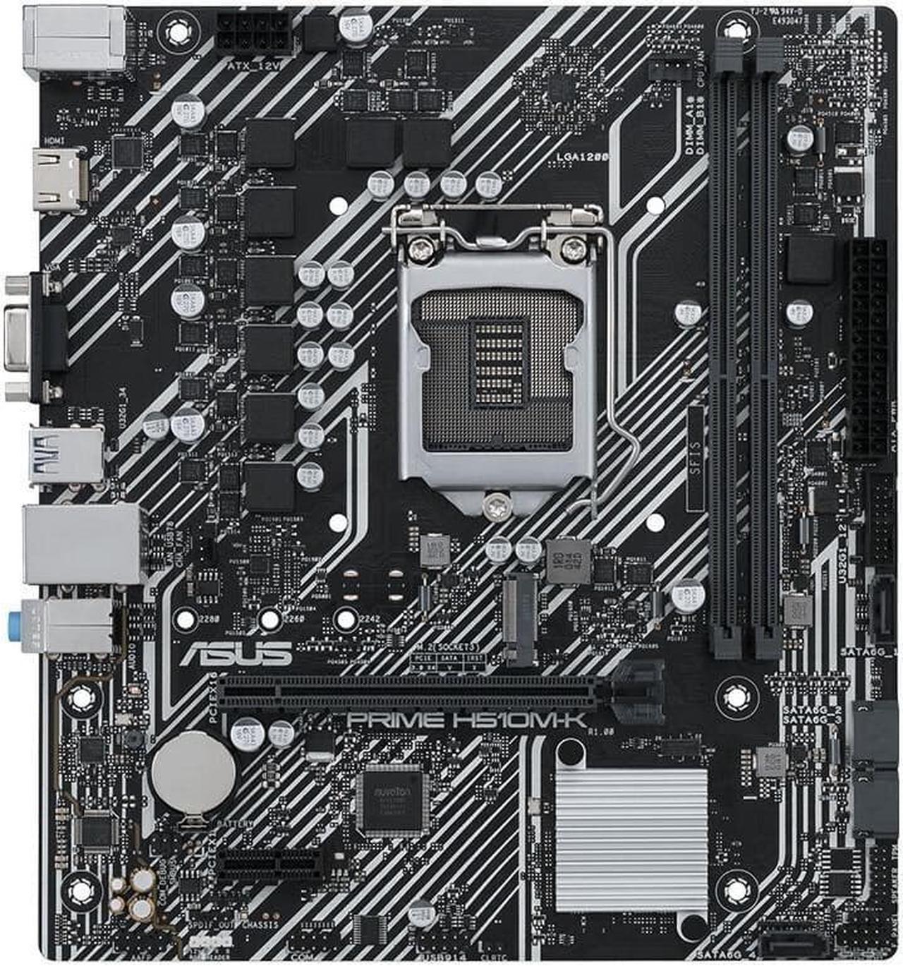 ASUS PRIME H510M-K Motherboard (mATX,LGA1200,2 x DDR4,PCI-E 4.0,1 x M.2,4×SATA III, 2X USB3.2 Gen1,Realtek,1GB Ethernet LAN,1 x HDMI,1 x VGA)