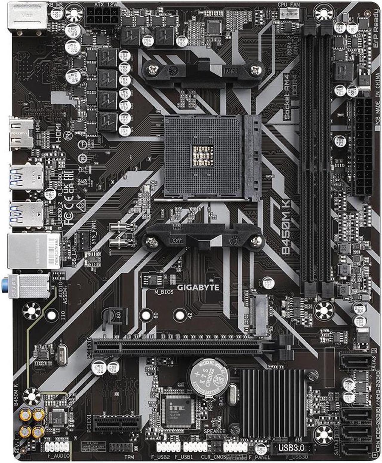 Alt view image 2 of 4 - Gigabyte B450M K (Socket AM4/B450/DDR4/PCI-E M.2 SSD/S-ATA 600/Micro ATX)