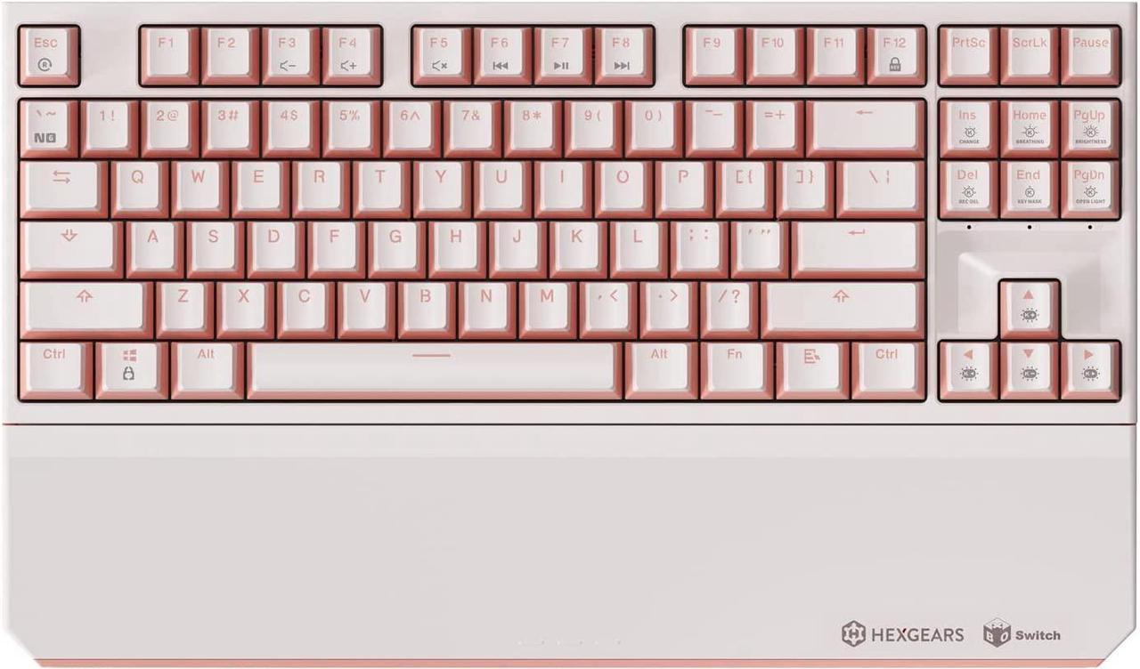 HYEKU TKL 2.4ghz Wireless Mechanical Keyboard with Blue Kailh Box Switches, Ducky Pink Tenkeyless Compact Keyboard for Gaming, Typing, Ergonomic 87-Key Typewriter Keyboard with Wrist Rest