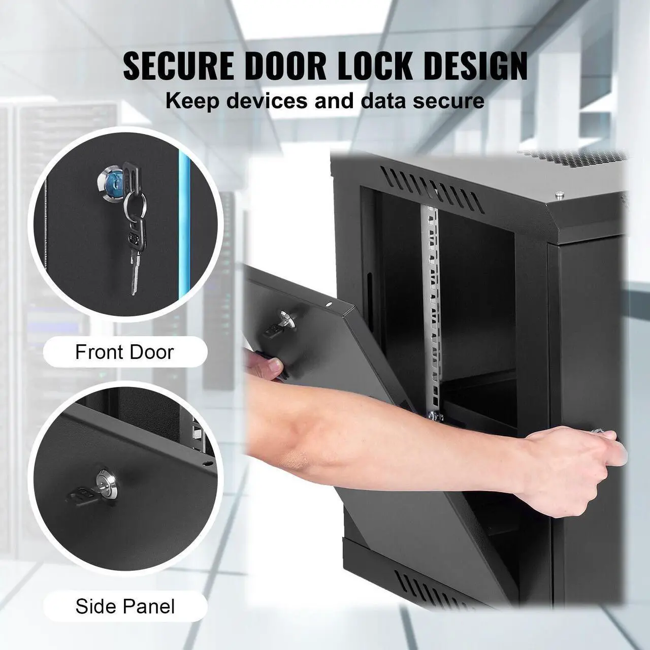 Alt view image 4 of 7 - 6U Wall Mount Network Server Rack Cabinet Enclosure 15.5'' Deep Door Lock