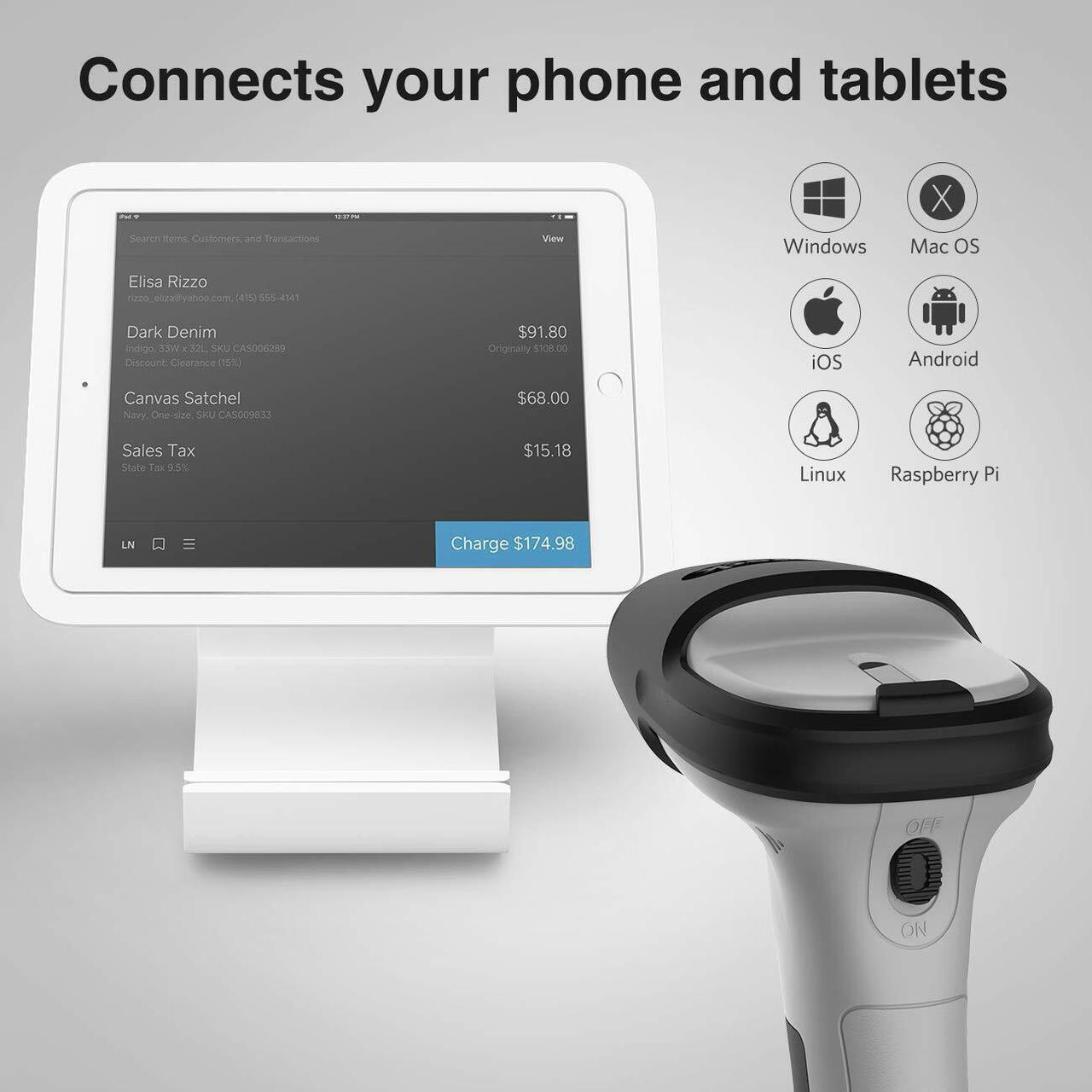 Alt view image 4 of 6 - Inateck Barcode Scanner Bluetooth Wireless Barcode Reader Auto Scanning