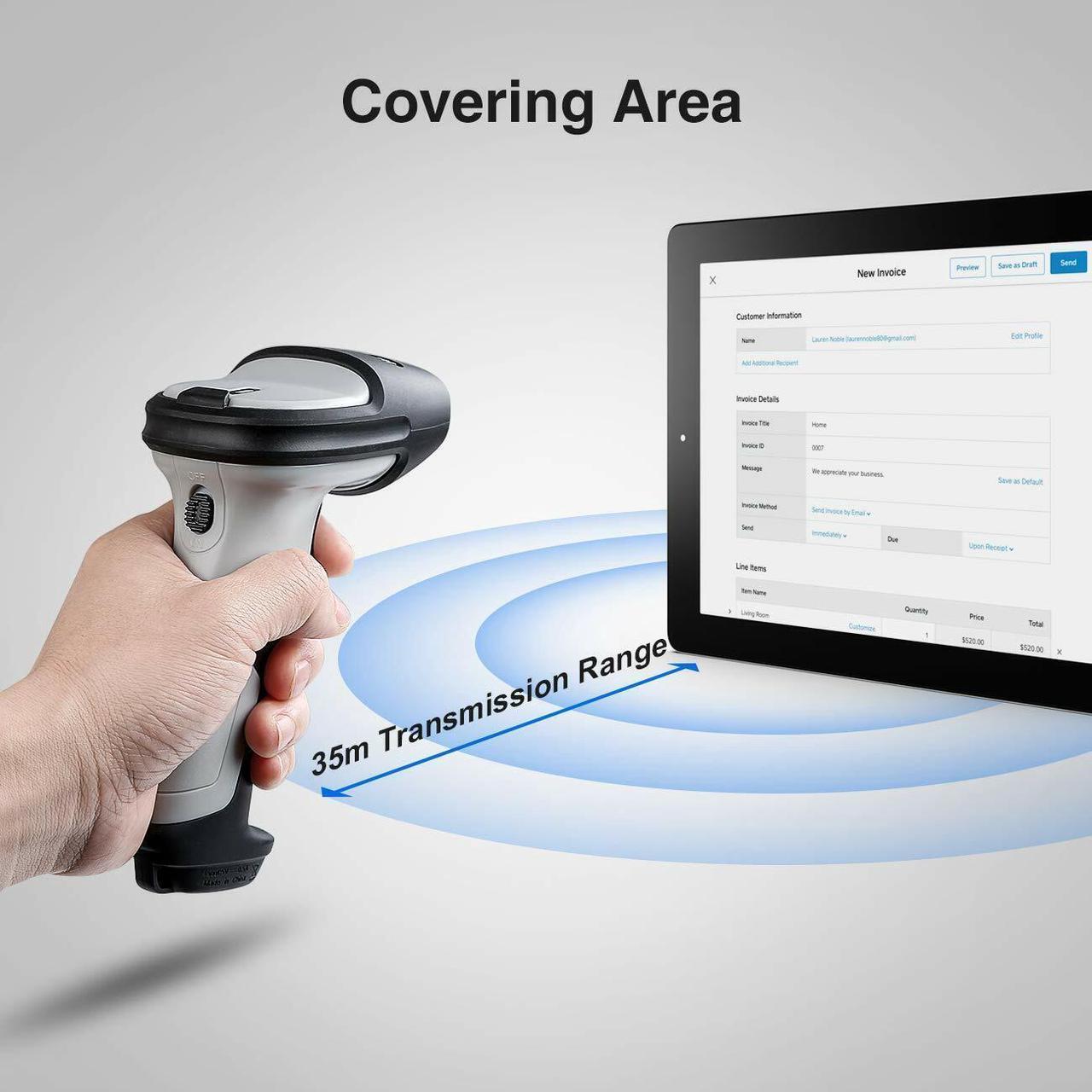 Alt view image 5 of 6 - Inateck Barcode Scanner Bluetooth Wireless Barcode Reader Auto Scanning