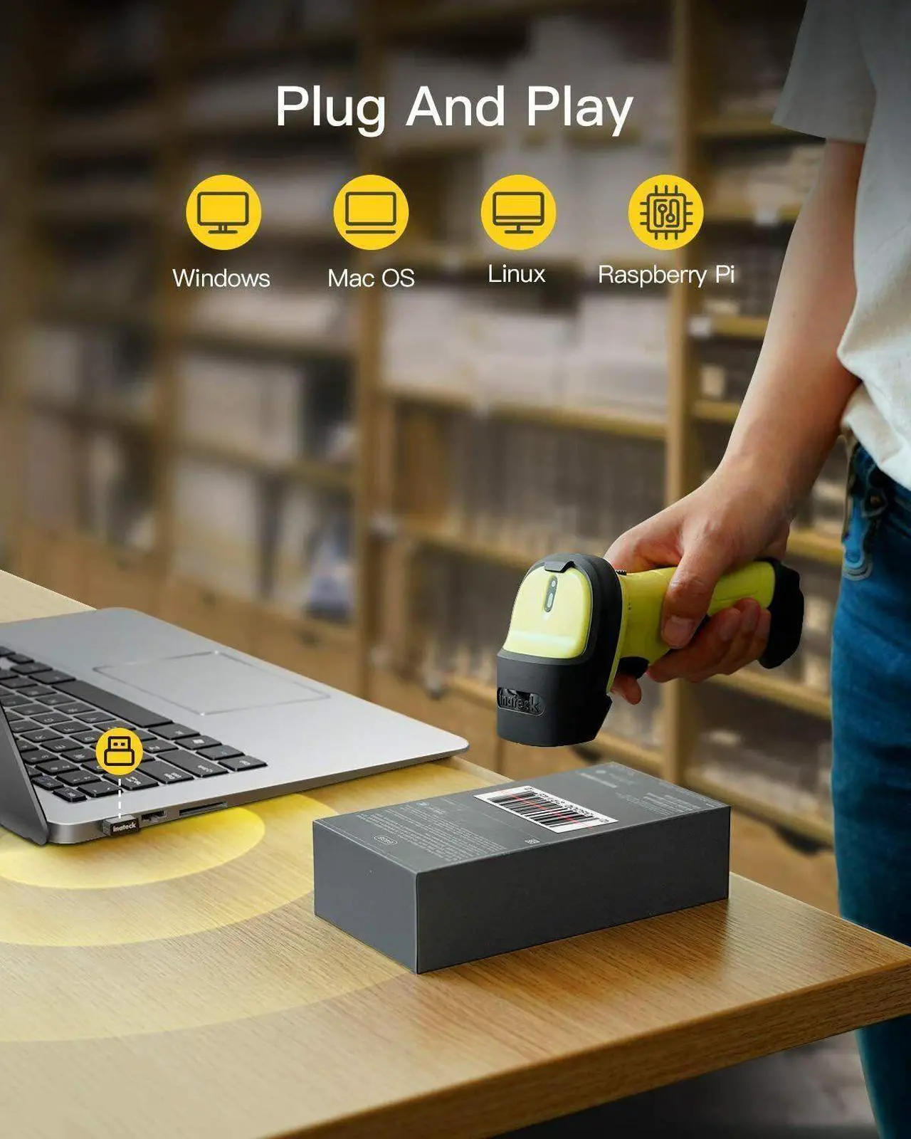 Alt view image 3 of 6 - Inateck Wireless Barcode Scanner Barcode Reader 2.4GHz 35M Range Auto Scanning